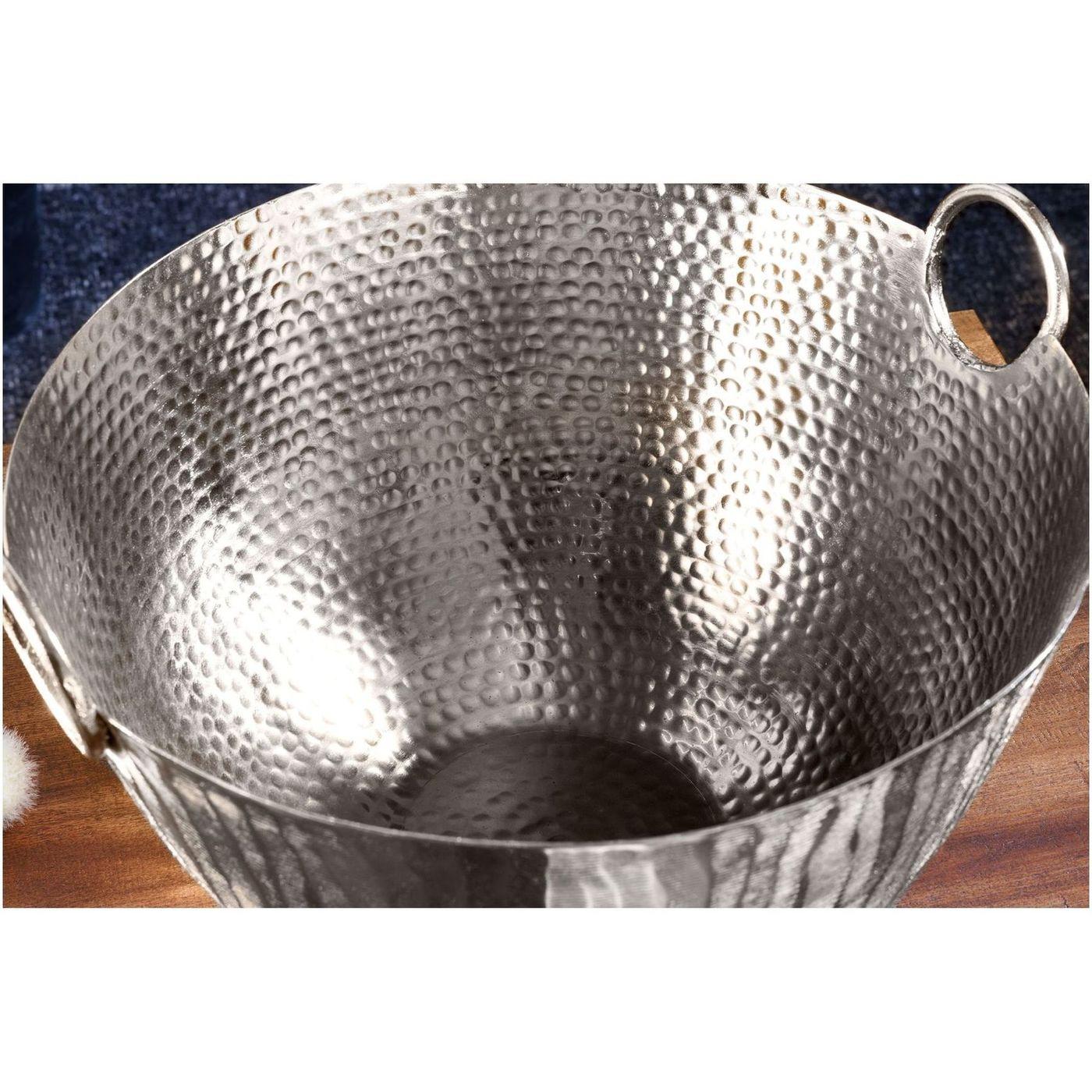 Deko Schale Bazzar mit Griff Hammerschlag silber 40x40
