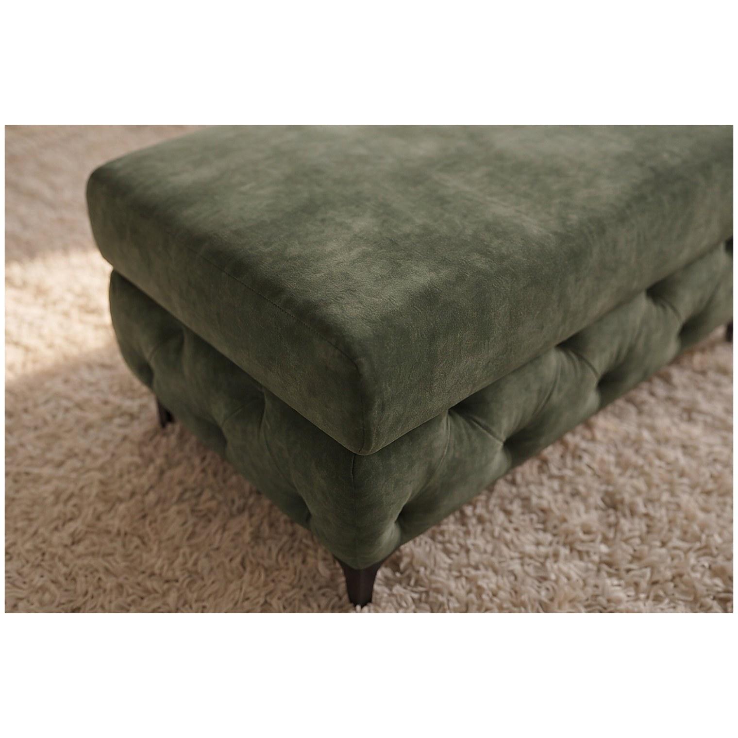 Chesterfield Polsterhocker Pomp Velvet Stoff dunkelgrün 95x62