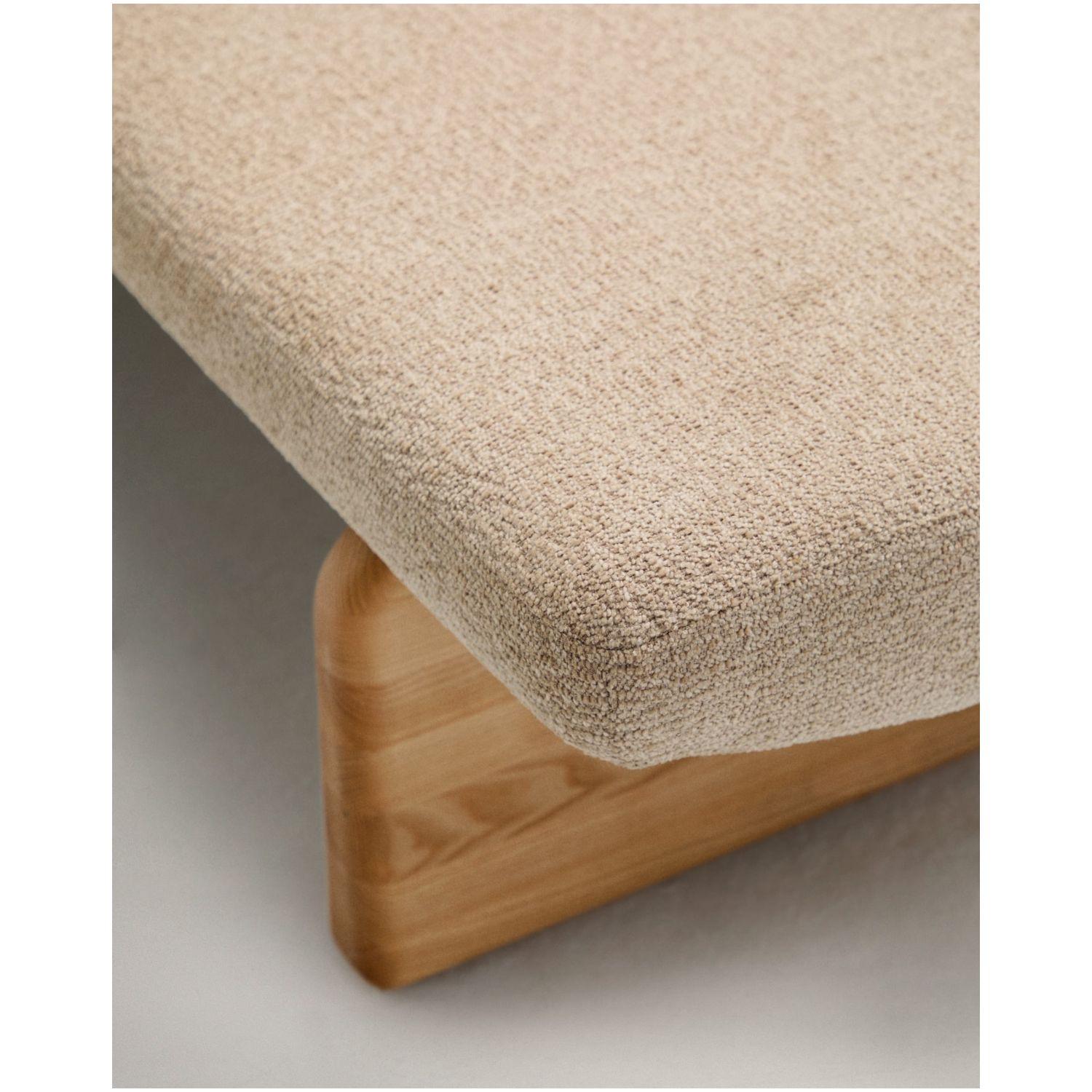 Polsterbank Topaz beige Chenille und massives Eschenholz mit natürlichem Finish 150cm FSC