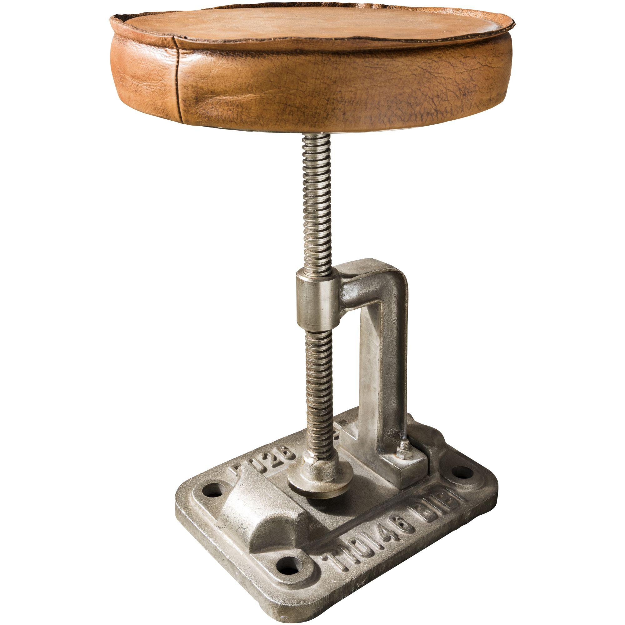 Vintage Leder Sitzhocker Barno Industrial (höhenverstellbar - drehbar)