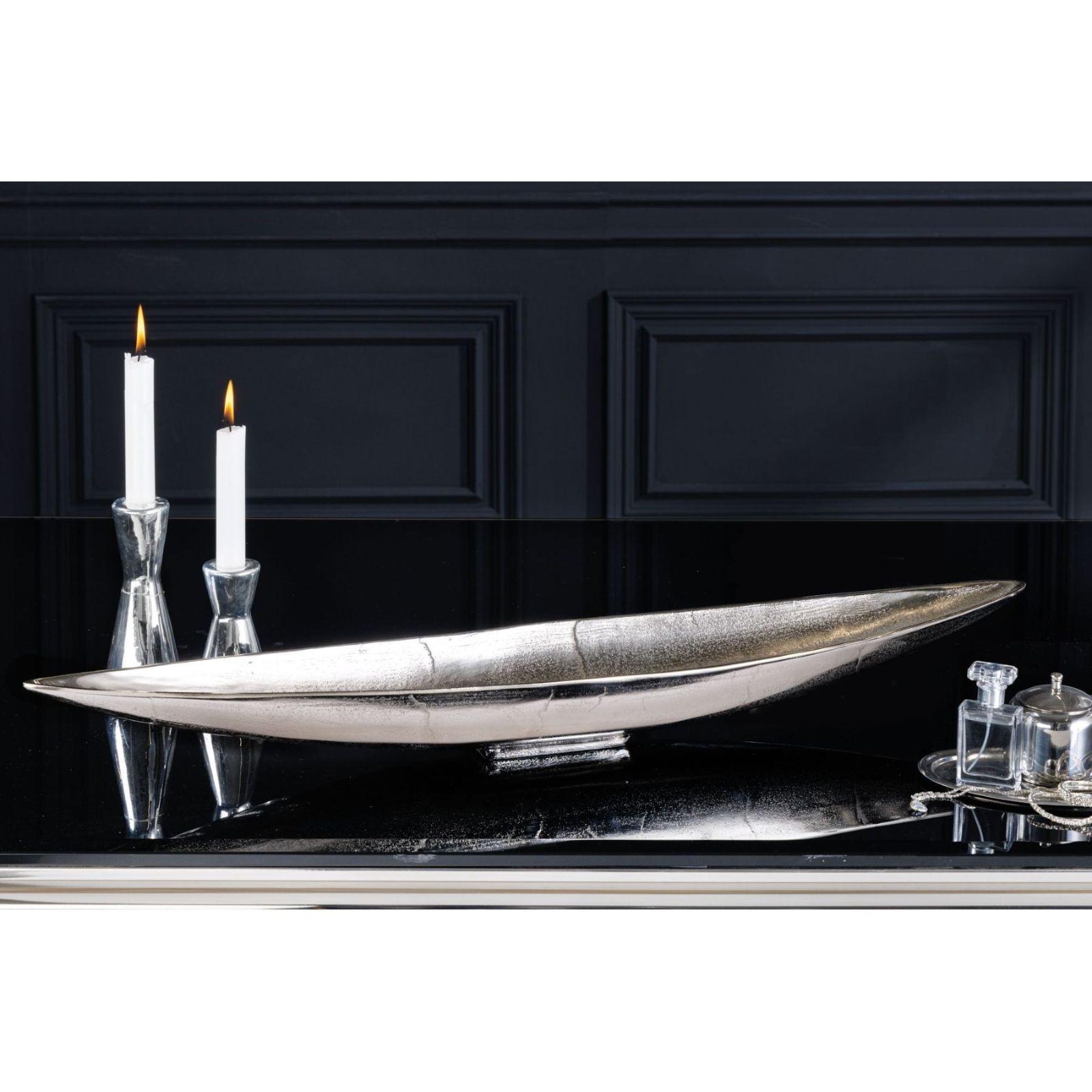 Deko Schale 82cm Aluminium Long silber
