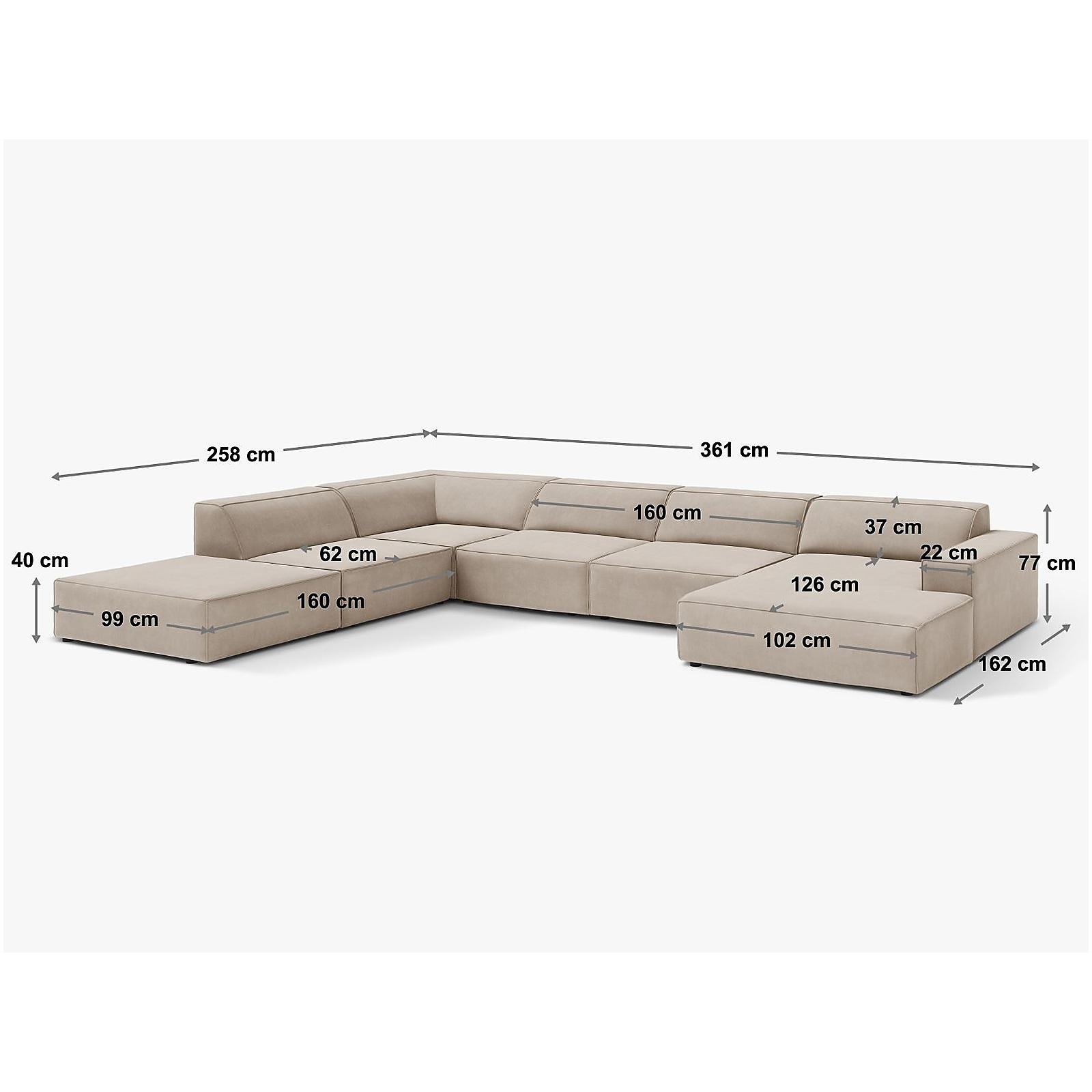 Wohnlandschaft U-Sofa Jodie 364x262x70 - Ausrichtung: links - Bezug: Boucle (Baloo), White