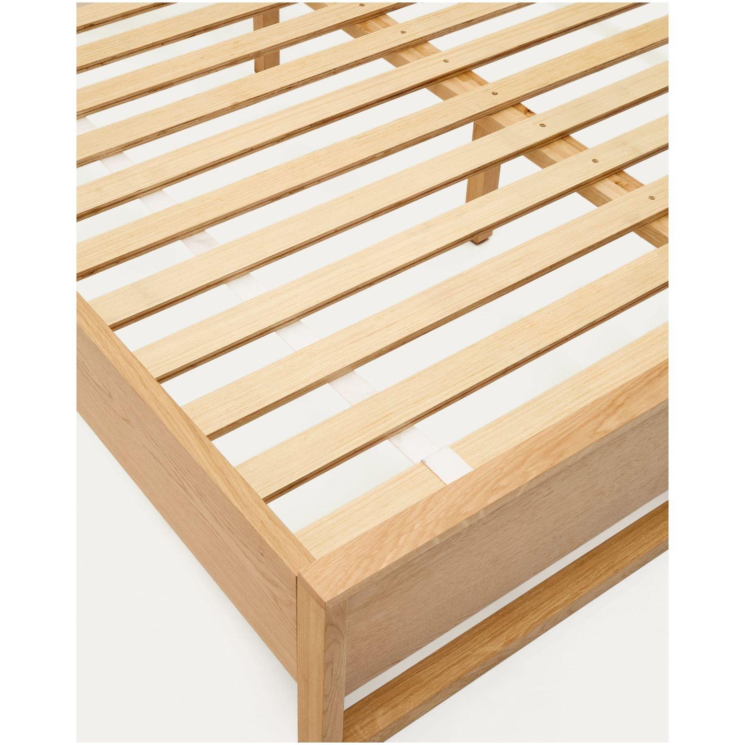 Holzbett mit Kopfteil Alguema Eichenholzfurnier Natur - Grösse: 160x200