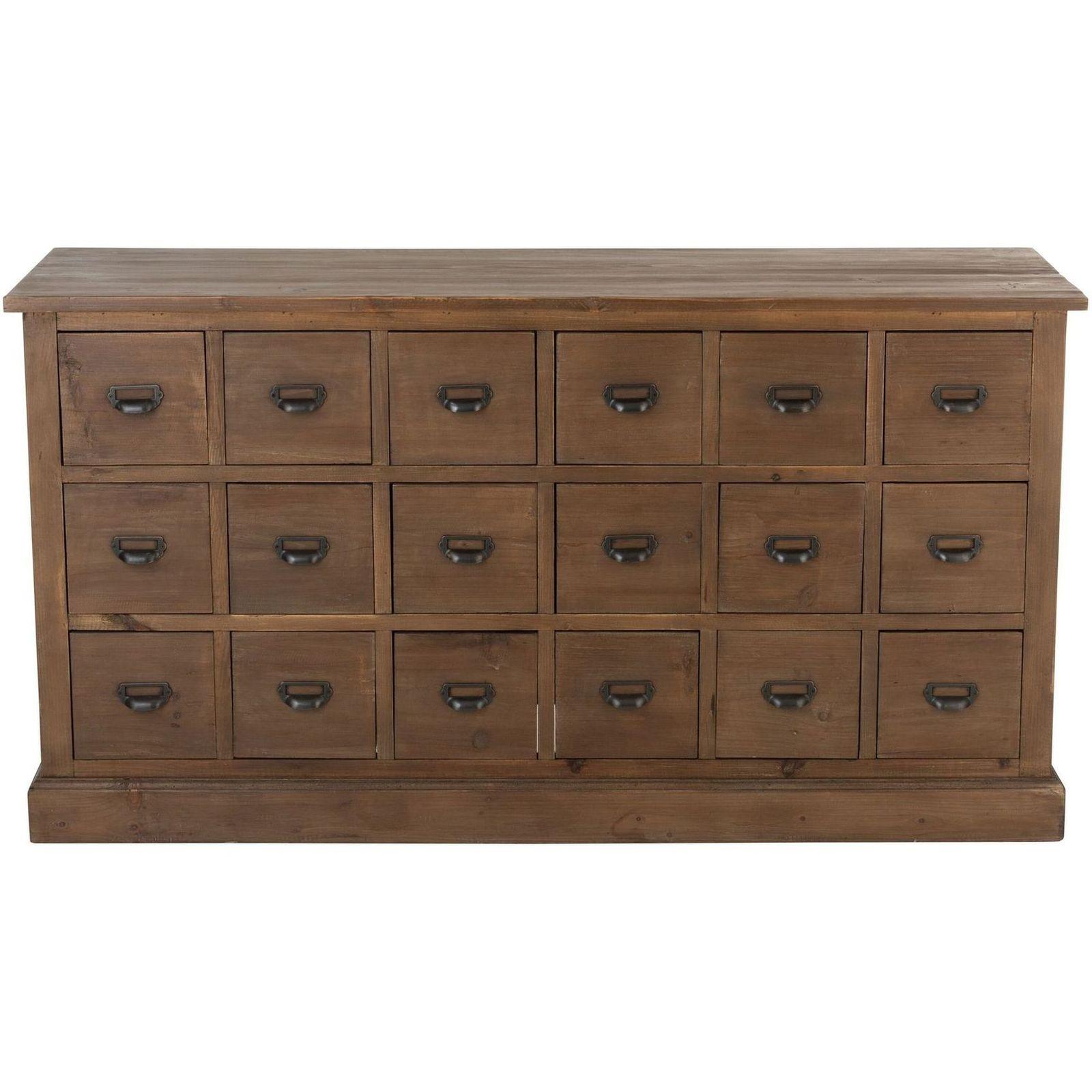 Apothekerkommode mit 18 Schubladen recyceltes Holz braun
