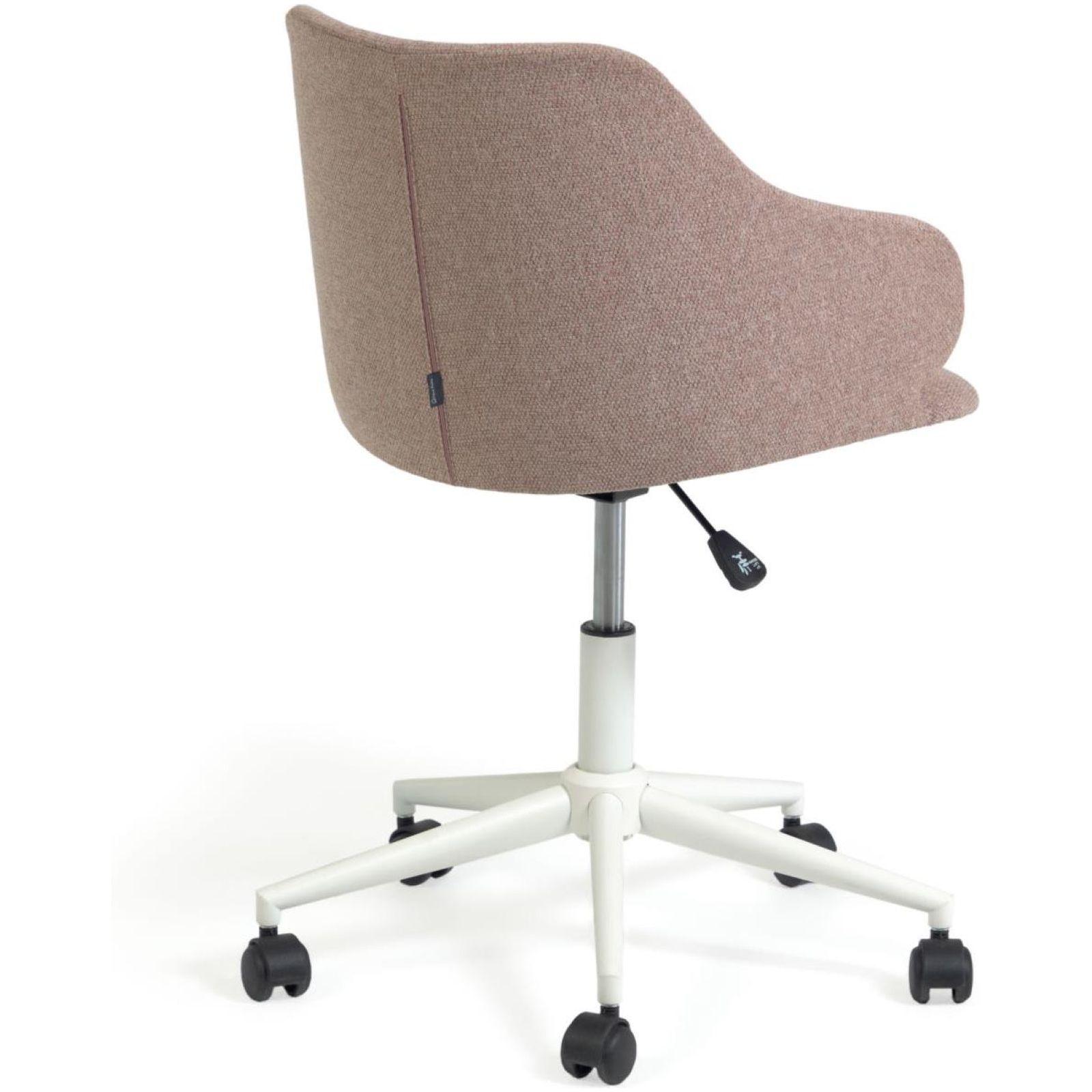 Bürodrehstuhl Einara Chenille Stoff rosa