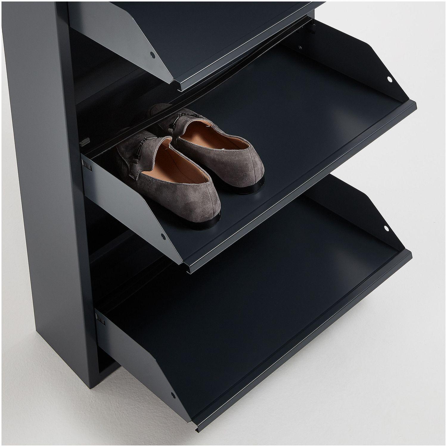 Schuhschrank mit 4 Klappen Metall dunkelgrau 50x136