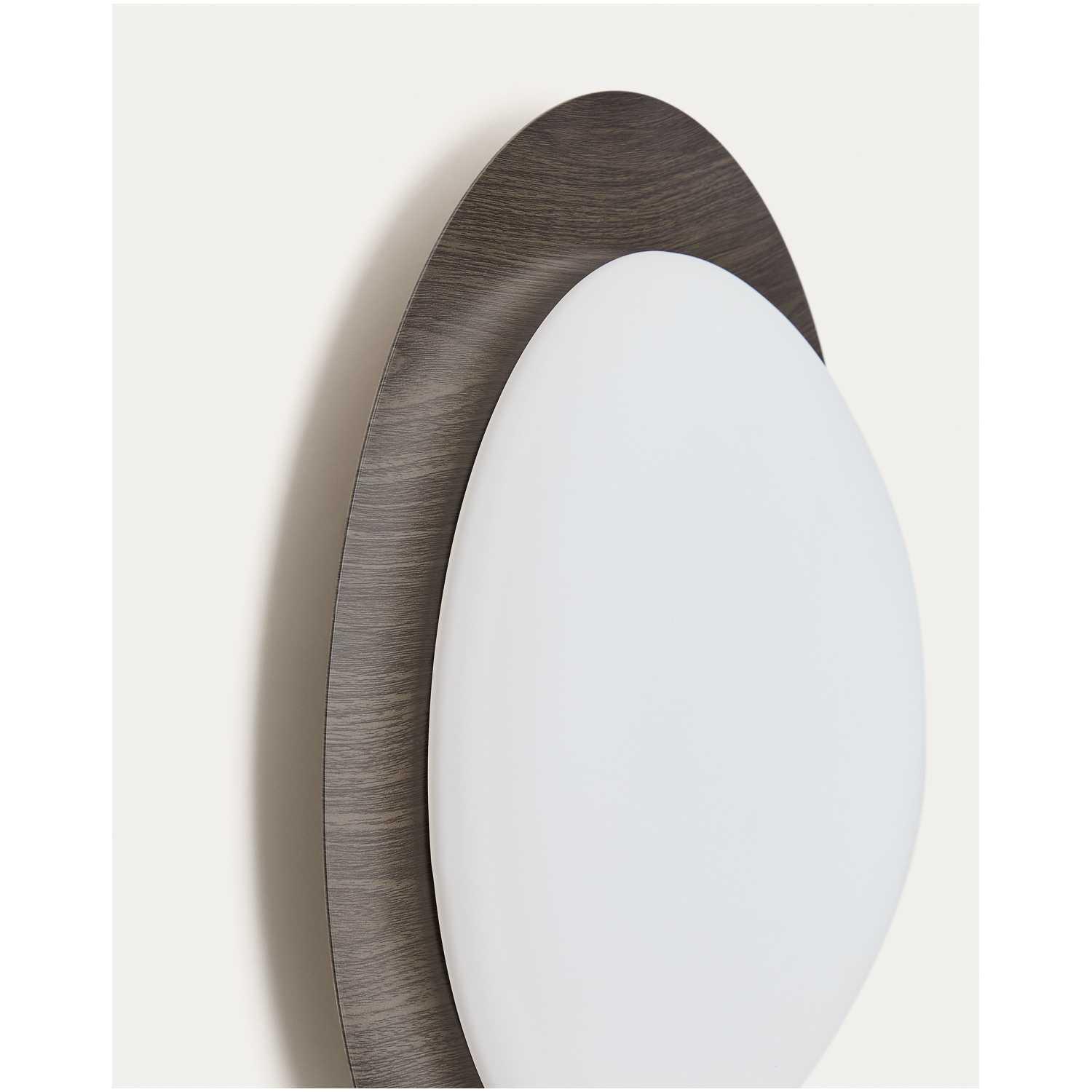 Deckenleuchte Novae Metall gebürstet Holzoptik dunkel Glas matt 40x40 (mit LED-Beleuchtung)