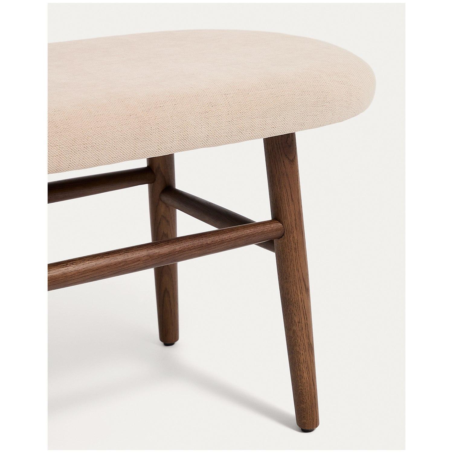 Bank Helda in beiger Chenille und massivem Eichenholz mit Nussbaumfinish FSC Mix Credit 122