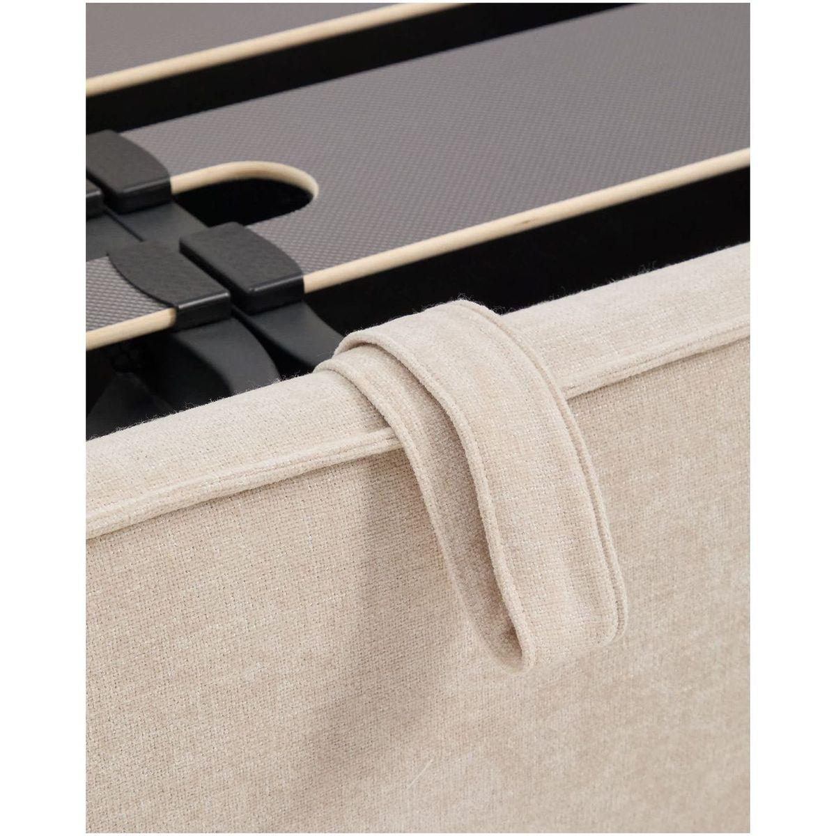 Abziehbares Polsterbett Arvian Chenille Stoff beige mit Klappbettkasten - Grösse: 160x200