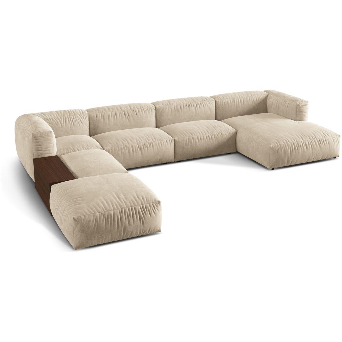 Wohnlandschaft U-Sofa Martina 406x280x75 - Ausrichtung: links - Bezug: Velvet (Vogue), Light Beige