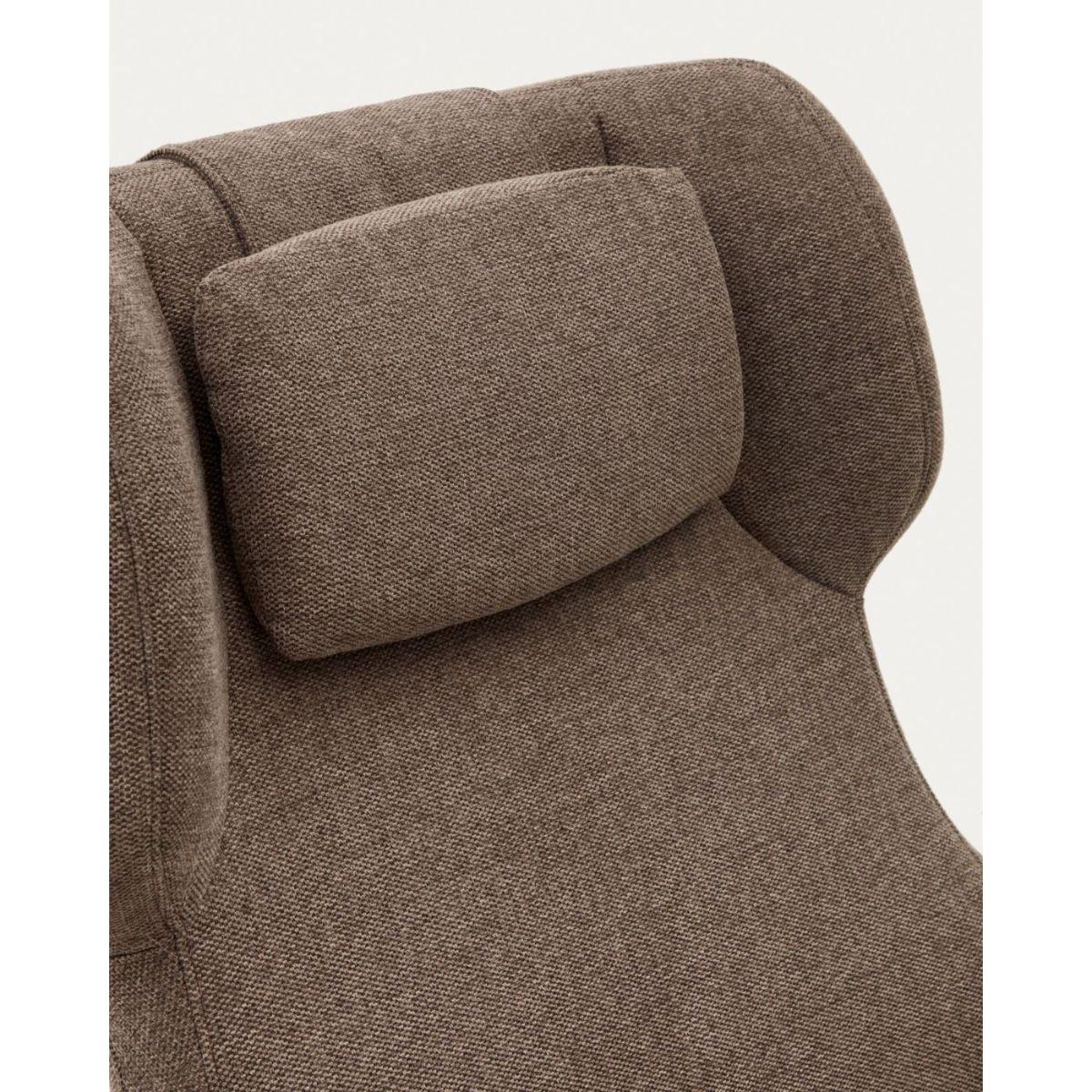 Relaxsessel drehbar Zalina Chenille Stoff hellbraun Stahl schwarz
