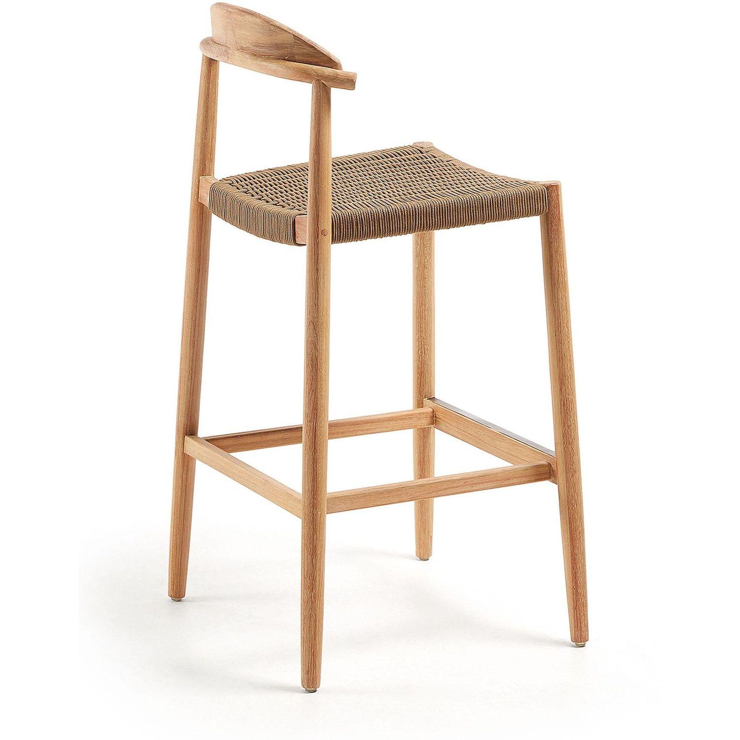 Barhocker aus Holz Nina Akazie Natur Seil beige Sitzhöhe 76cm