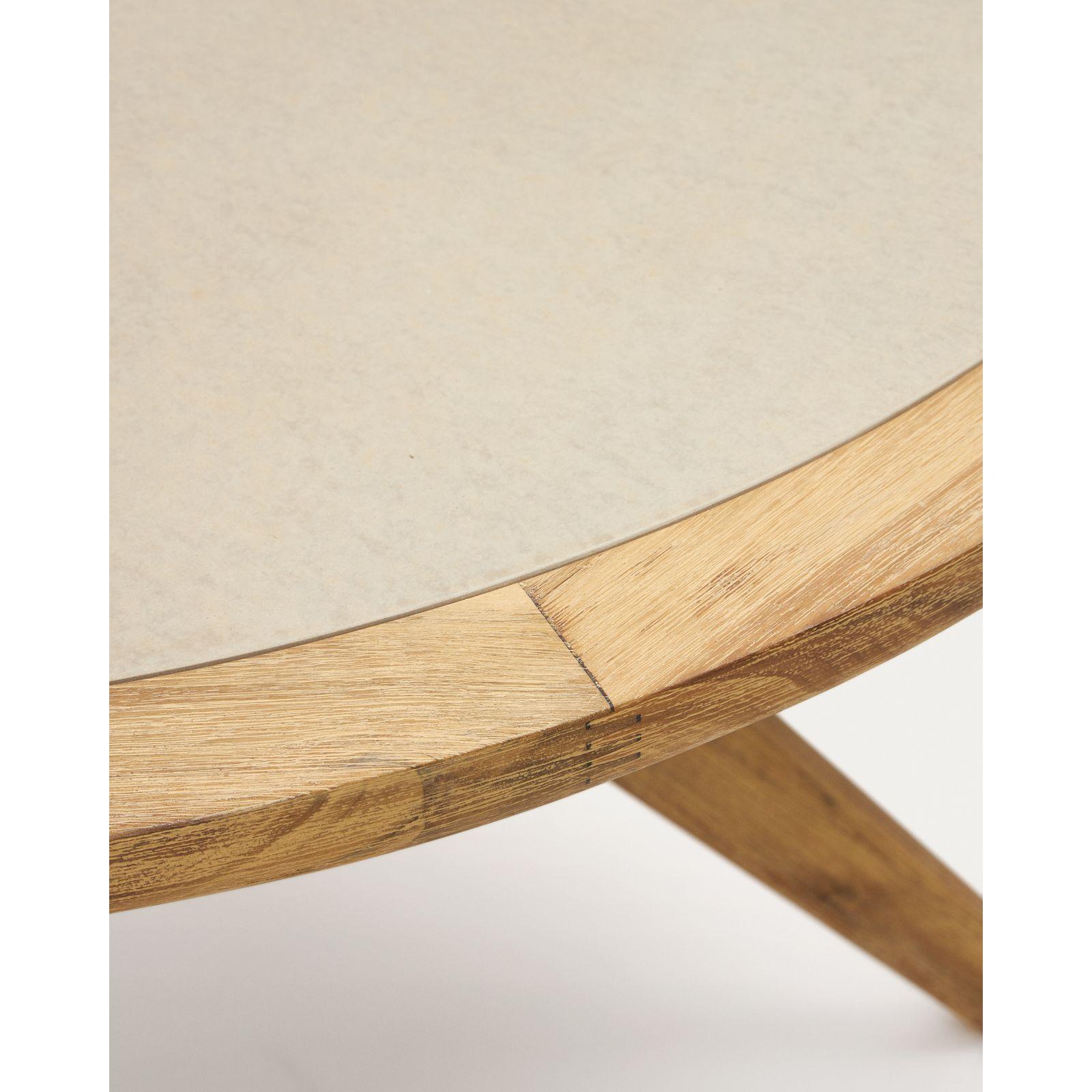 Esstisch Massivholz rund Julieta Akazienholz natur Polyzement beige 120x120 FSC