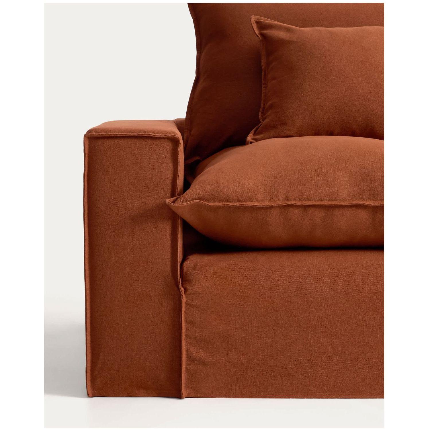 2-Sitzer-Sofa Anarela mit abnehmbarem Bezug aus Leinen in Terrakotta 220 cm FSC Mix Cred