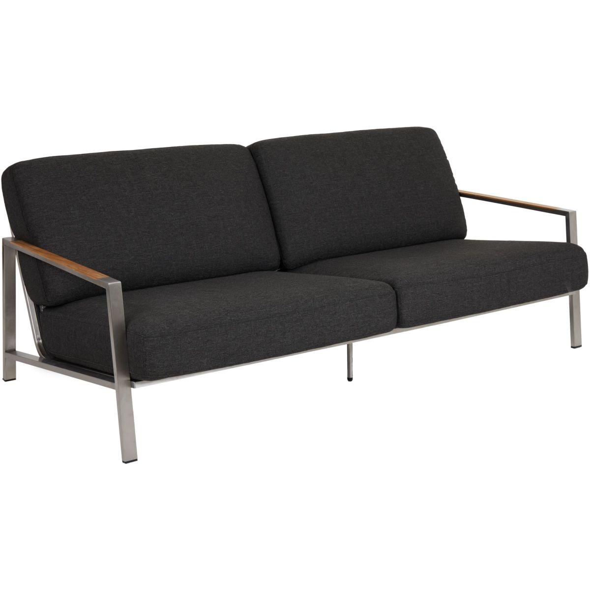 Gartenlounge Bellevue Edelstahl Teak Kissen anthrazit (4-teilig)