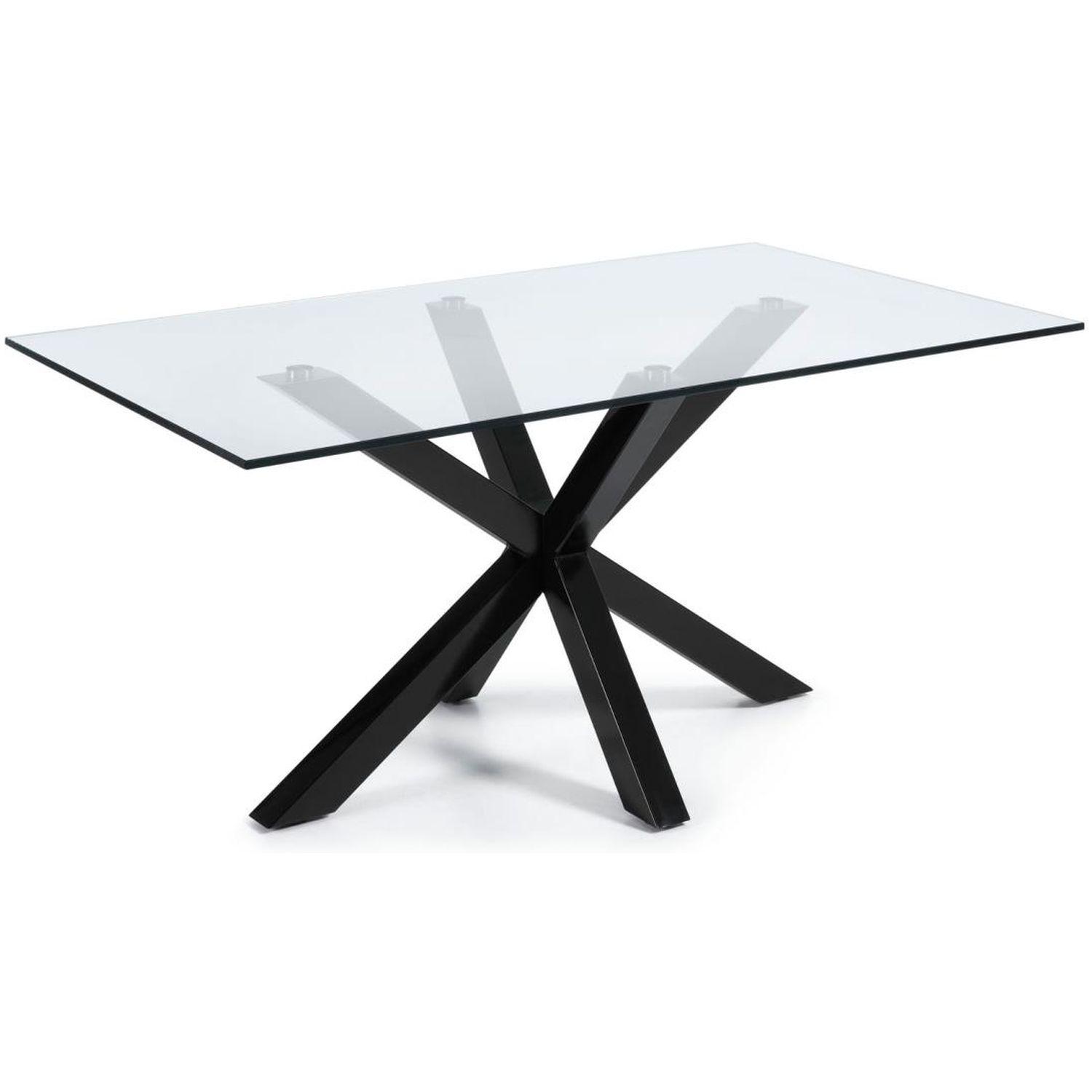 Argo Tisch aus Glas und Stahlbeine mit schwarzem Finish 180 x 100 cm