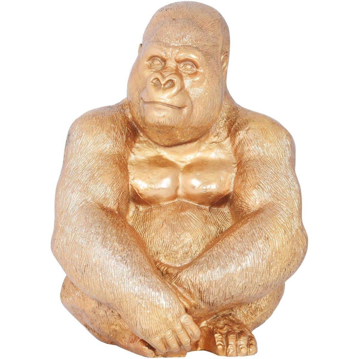 Deko Figur Gorilla Affe Aluminium gold