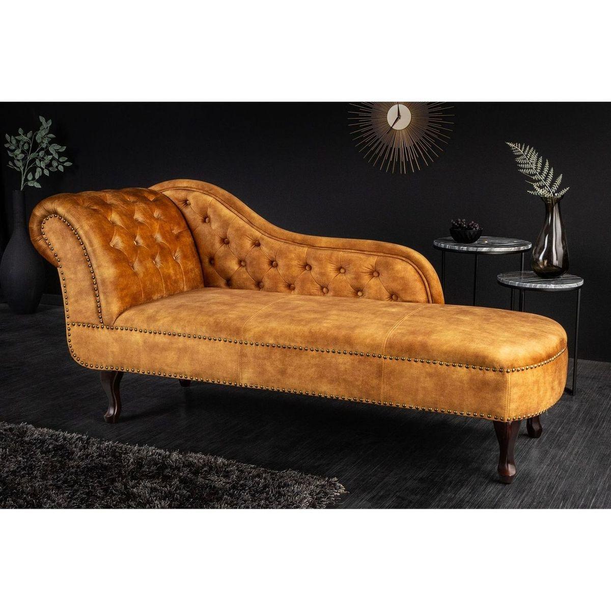 Chesterfield Recamiere Samt senfgelb