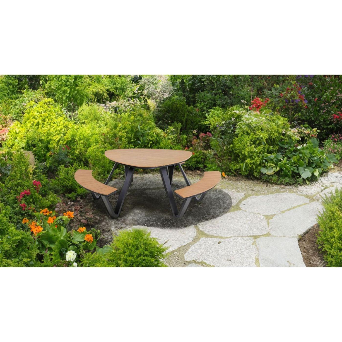 Garten Picknick Tischset dreickig Aluminium Poly-Holz Piazza