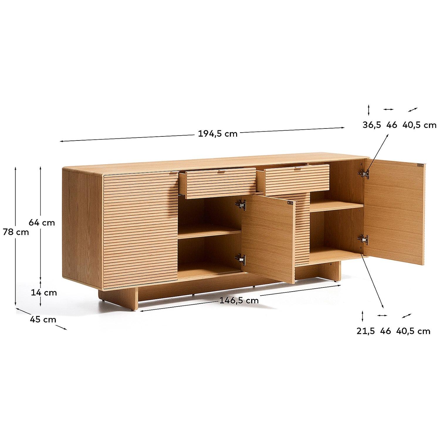 Buffet Norlen mit 4 Türen und 2 Schubladen in Eichenfurnier mit naturfarbenem Finish FSC Mix Credit 194