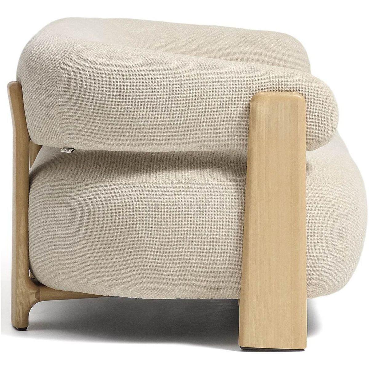 2-Sitzer Sofa Granite mit beiger Chenille und Beinen aus massivem Eschenholz mit natürlichem Finish 155 FSC 100 %