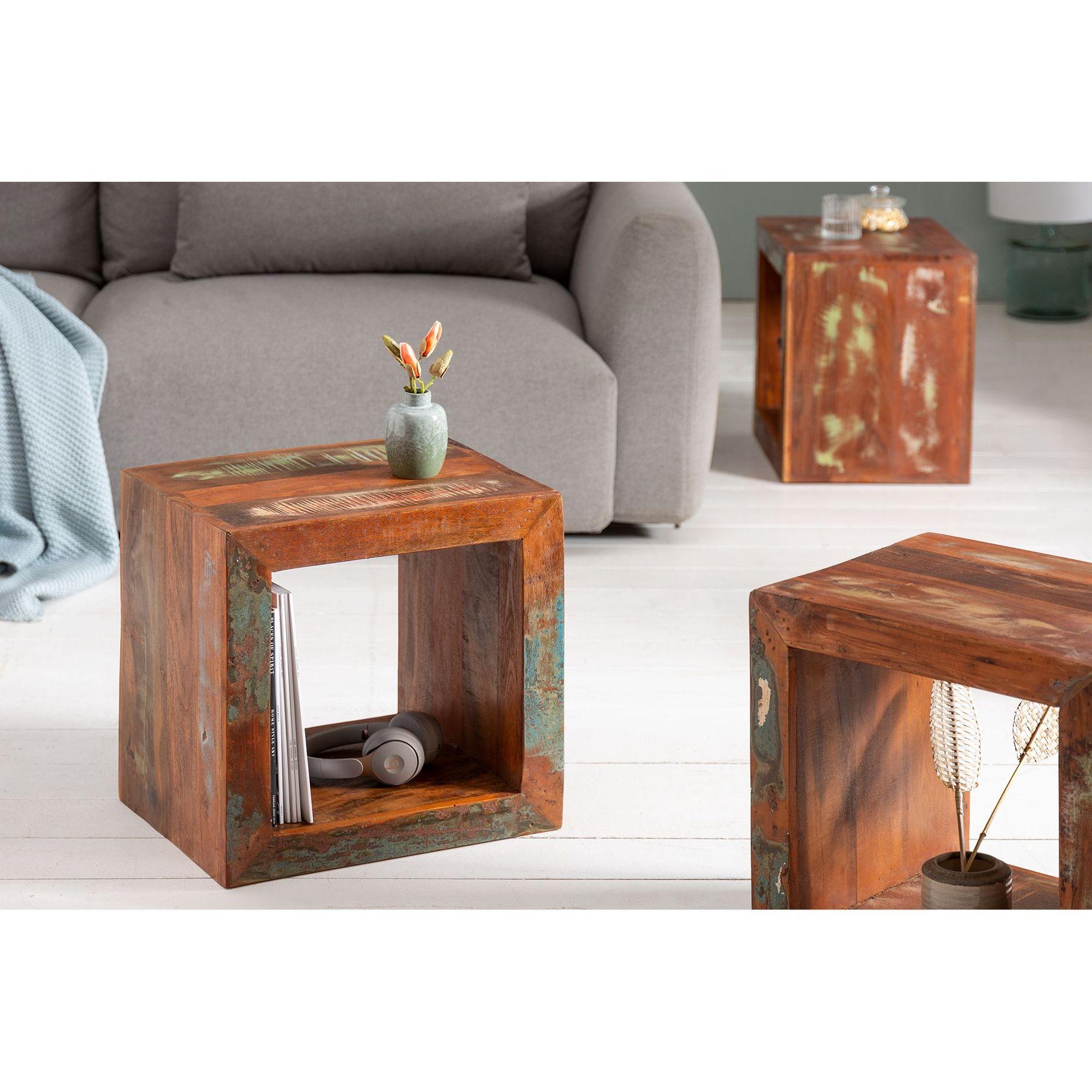 Beistelltisch Holzhocker Mumbai Recyclingholz