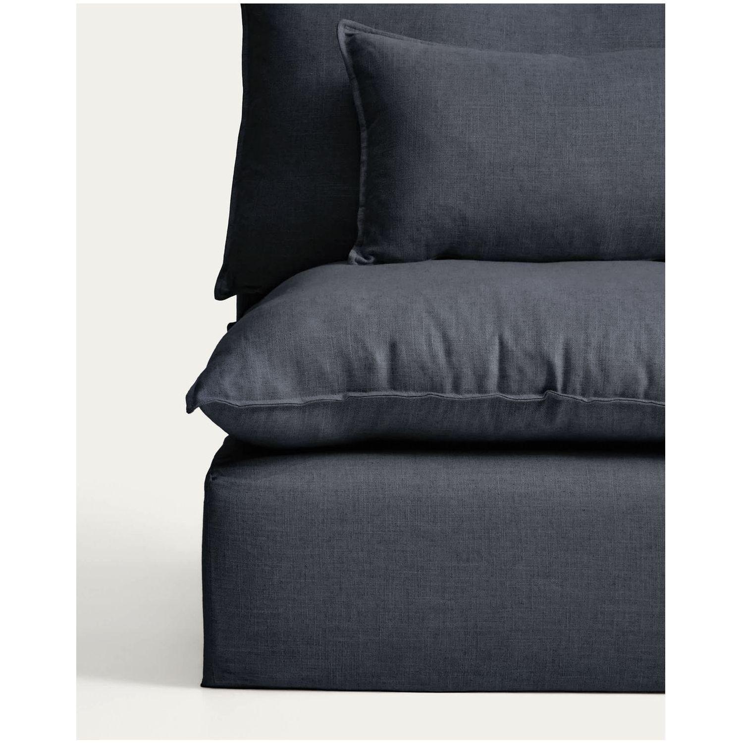 2-Sitzer-Modularsofa Anarela mit abnehmbarem Bezug und Randmodul aus Leinen und Viskose in