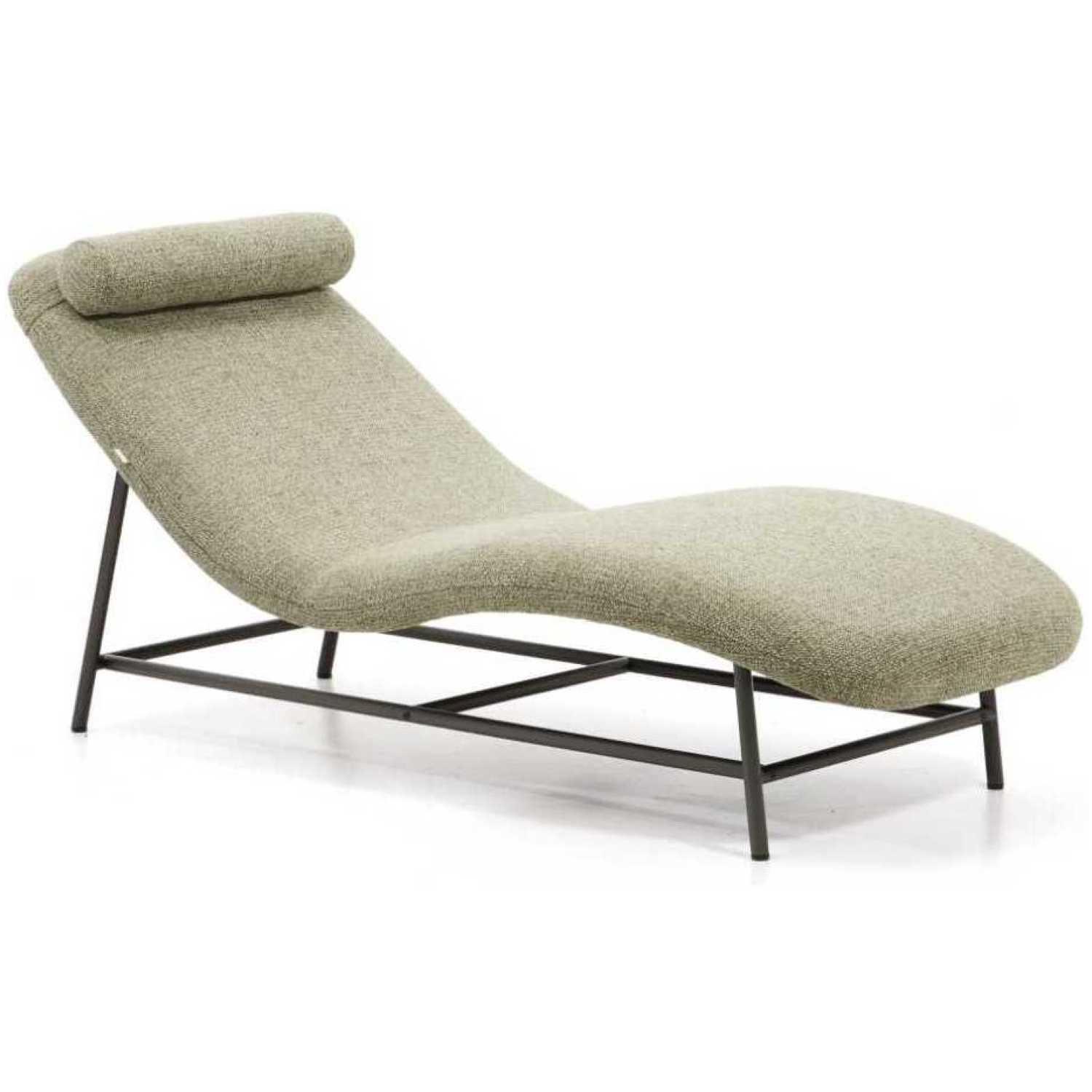 Liege Divan Osla mit grüner Chenille und Beinen aus gebürstetem Edelstahl 175 cm