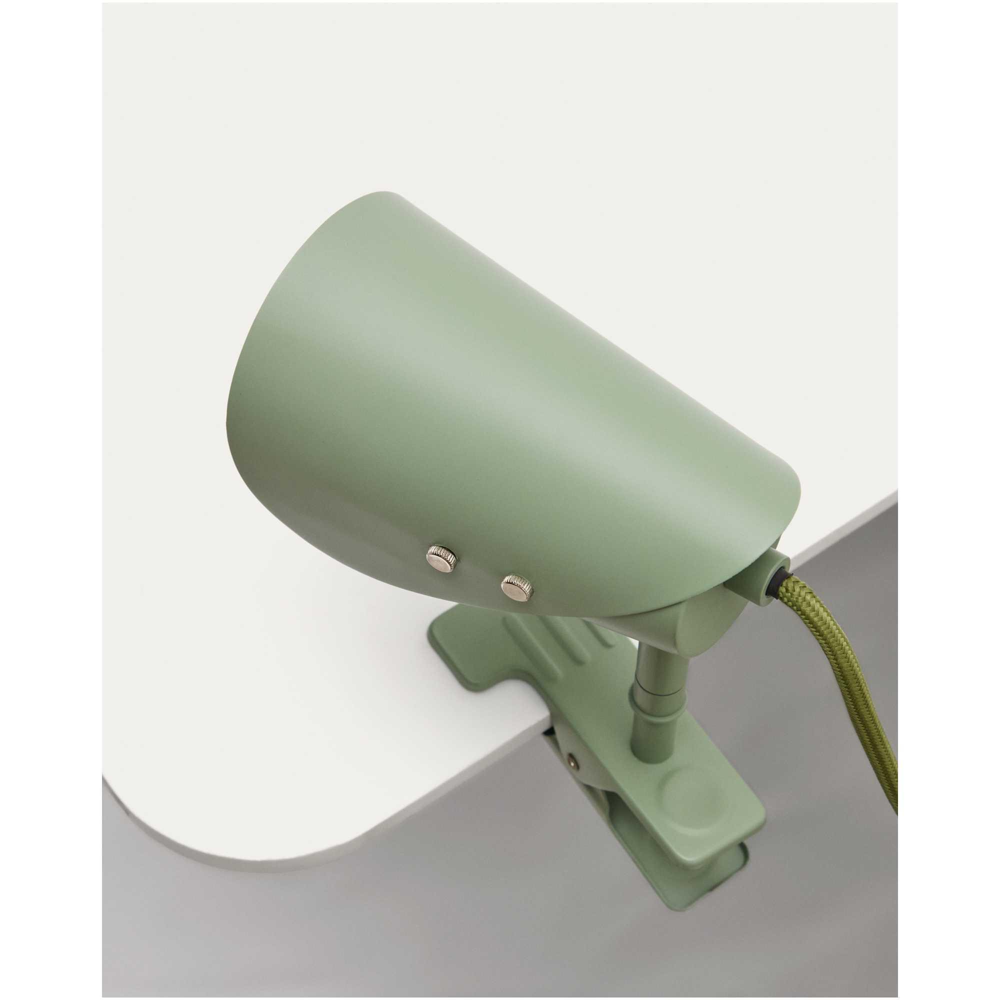 Kleine Lampe mit Klemme Jula aus grünem Metall