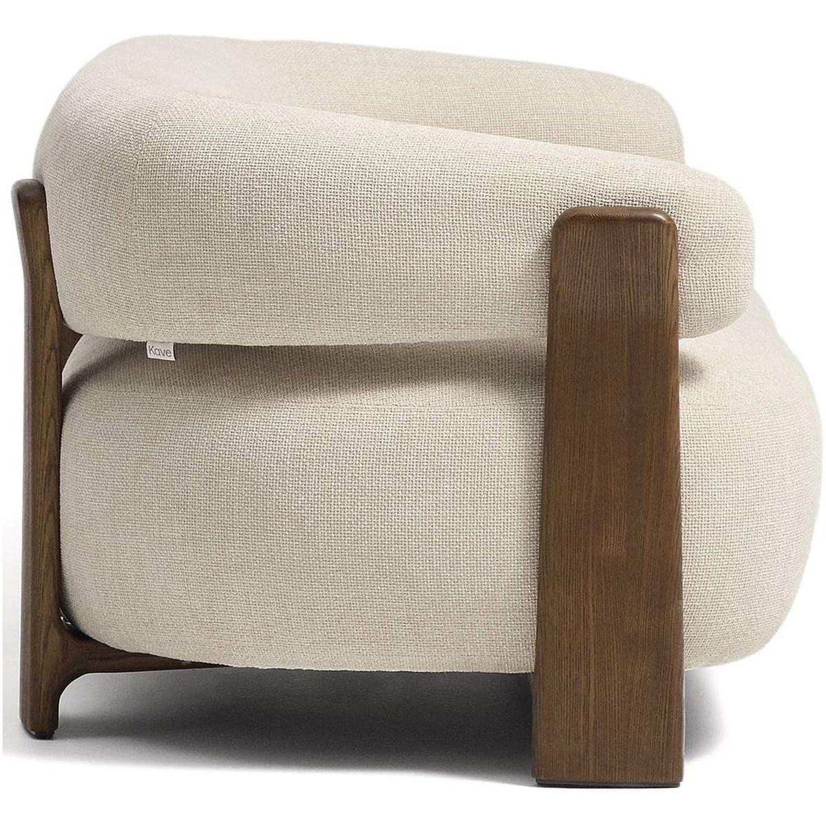2-Sitzer Sofa Granite mit beiger Chenille und Beinen aus massivem Eschenholz mit Nussbaumfinish 155 FSC 100 %
