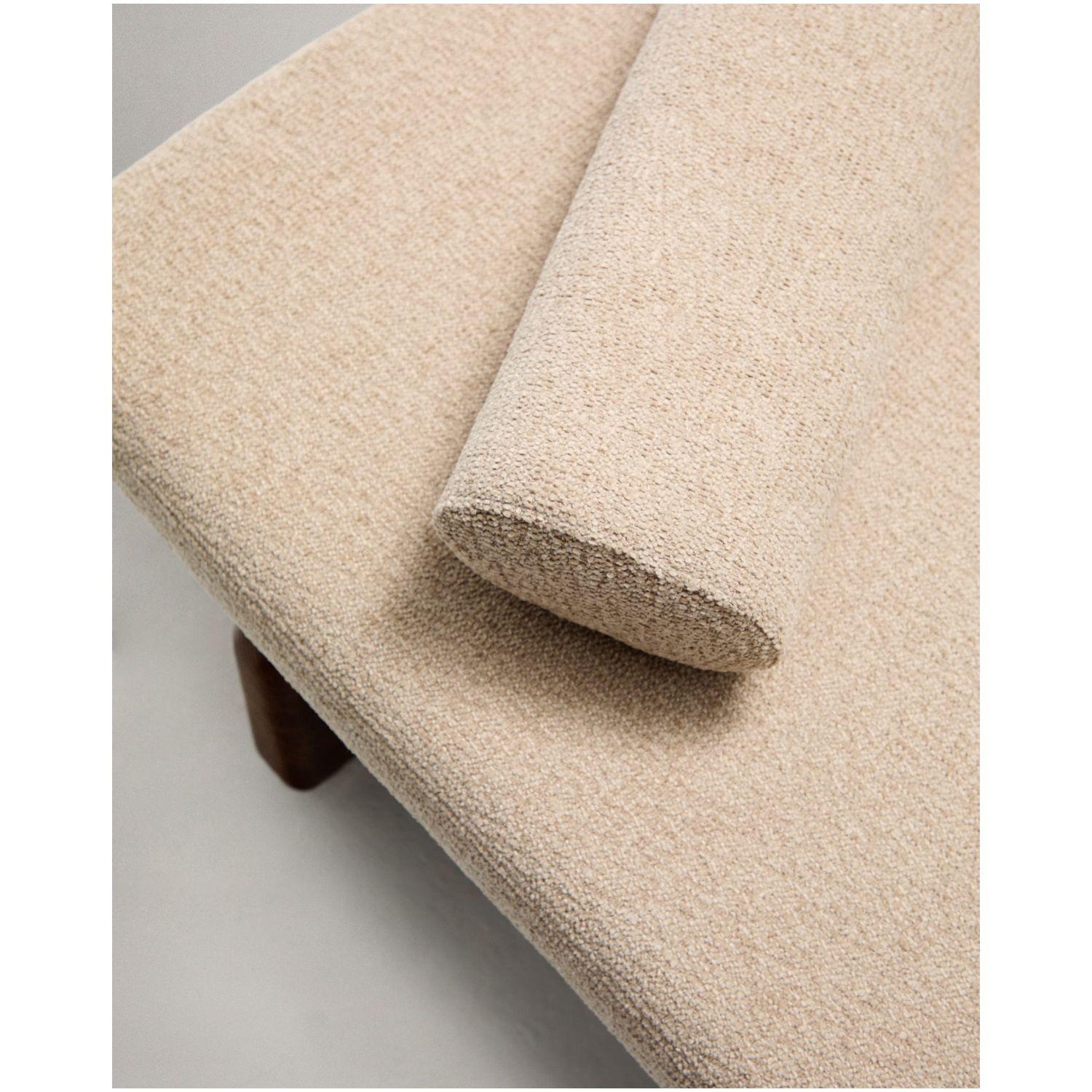 Chaiselongue Topaz aus beigefarbenem Chenille und massivem Eschenholz mit Walnuss-Finish 2
