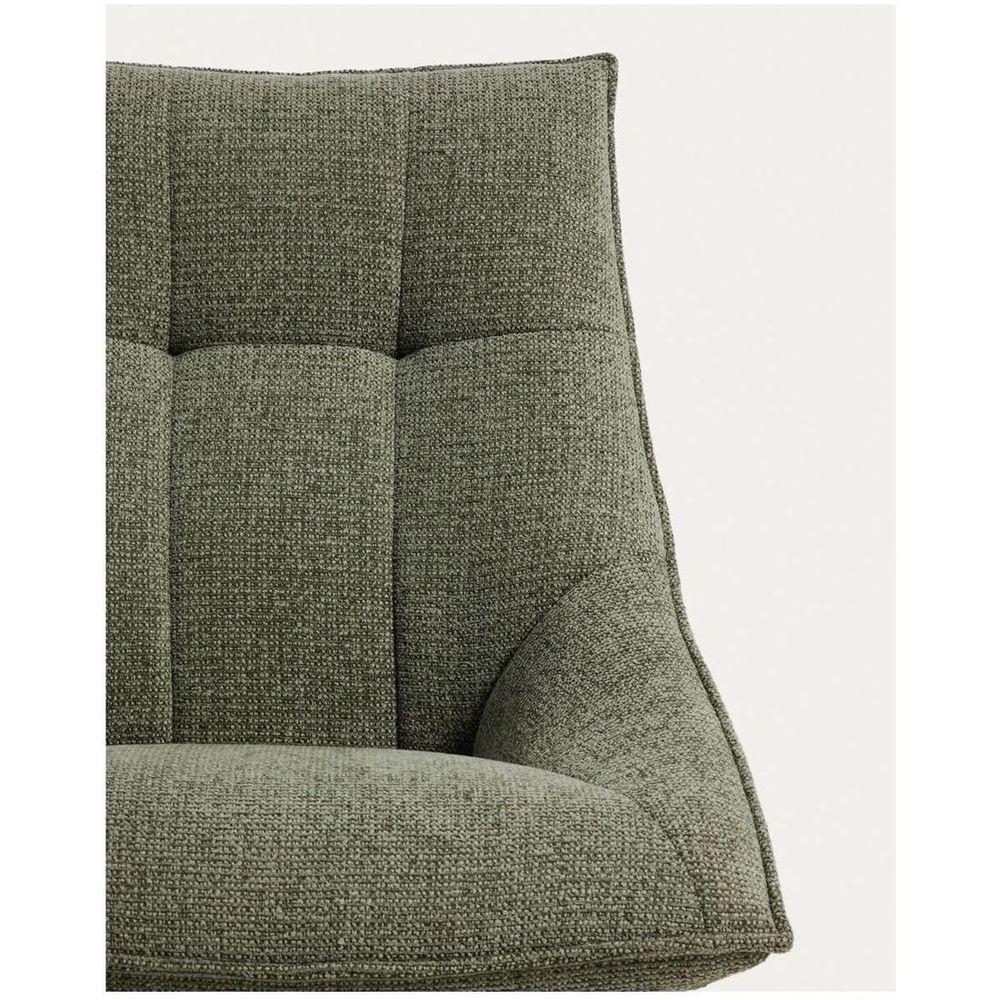 Drehsessel Dirala mit grüner Chenille und schwarz lackiertem Stahl FSC 100 %