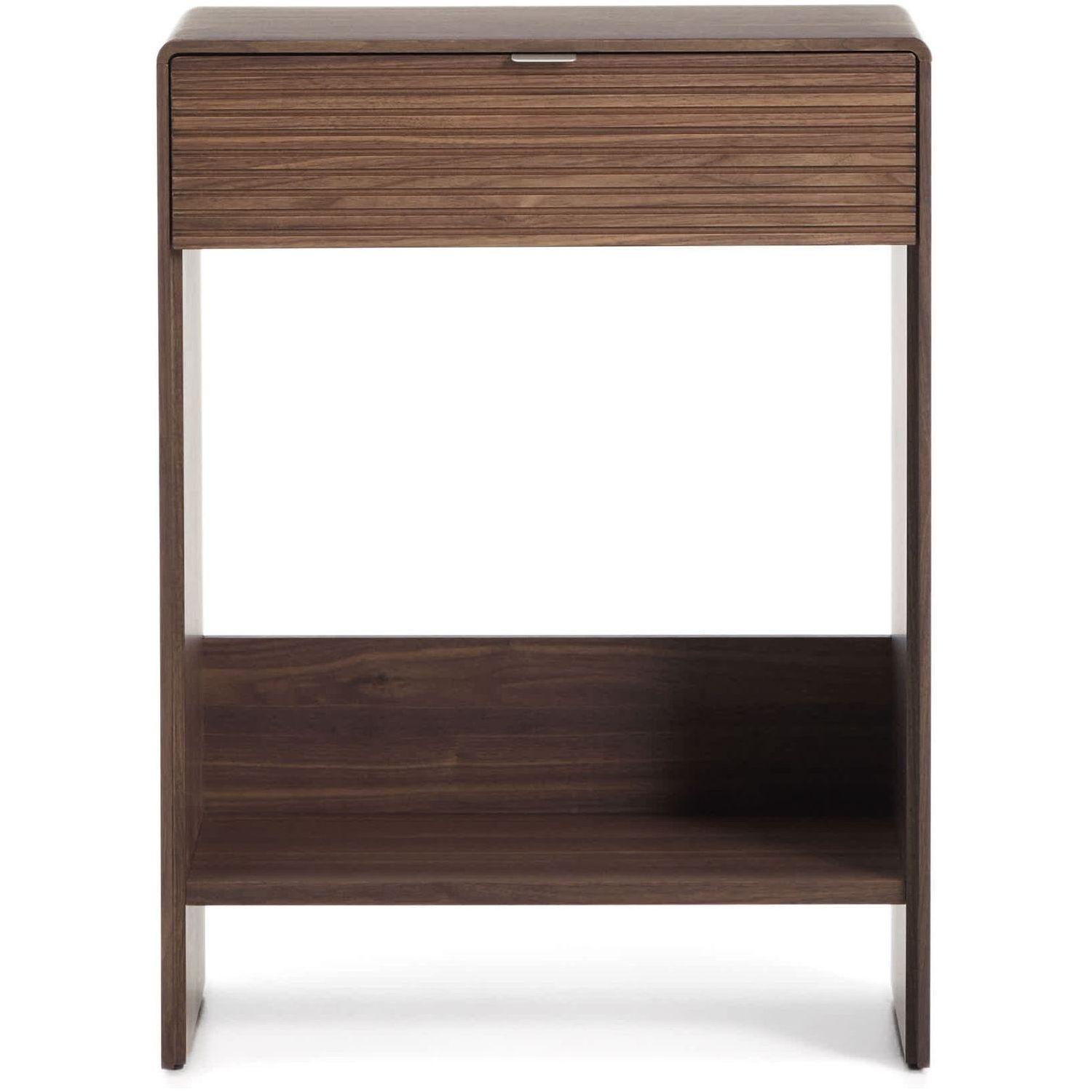 Konsolentisch Norlen mit Schublade und Regalboden in Nussbaumfurnier FSC Mix Credit 60x81