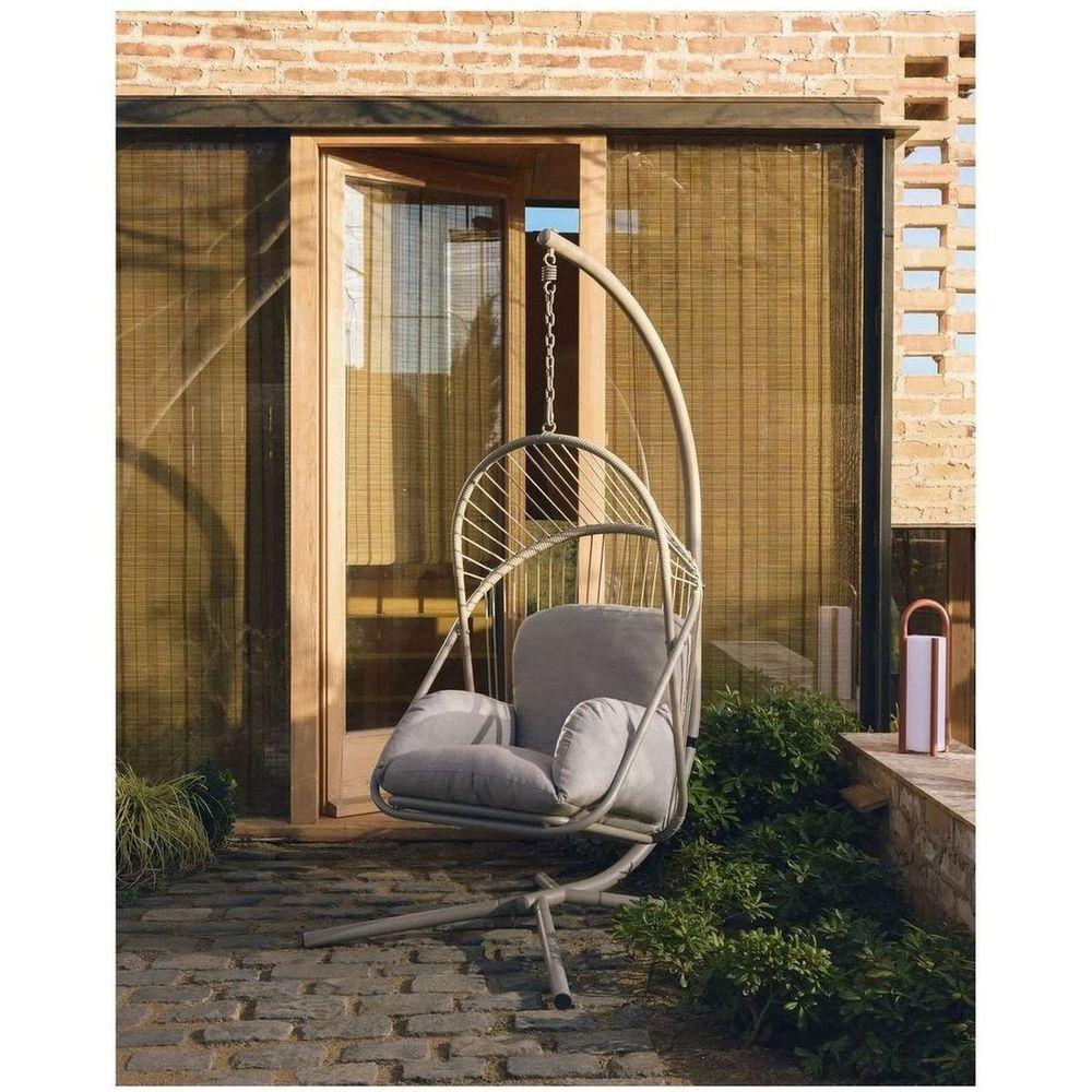 Garten Hängesessel Livadi aus Stahl und beigem Seil (klappbar)