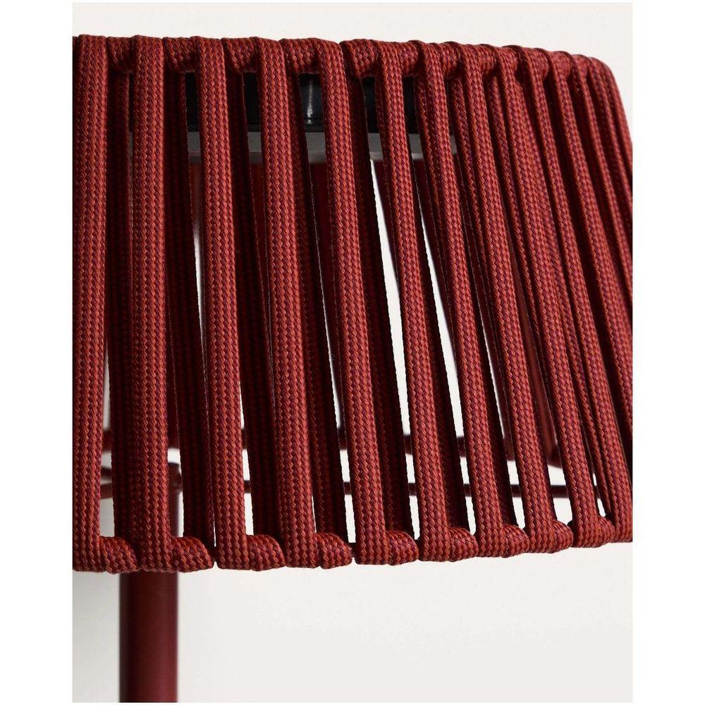 Outdoor-Solar-Stehlampe Aldet aus flachem Seil mit terrakottafarbenem Metallfuss 46x46