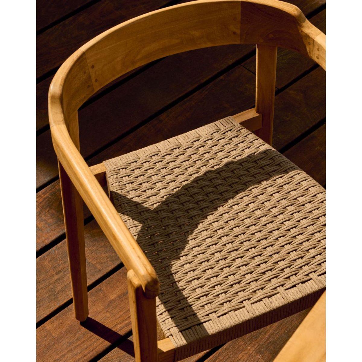 Garten Holzstuhl Icaro stapelbar massives Teakholz Natur Seil 100% FSC