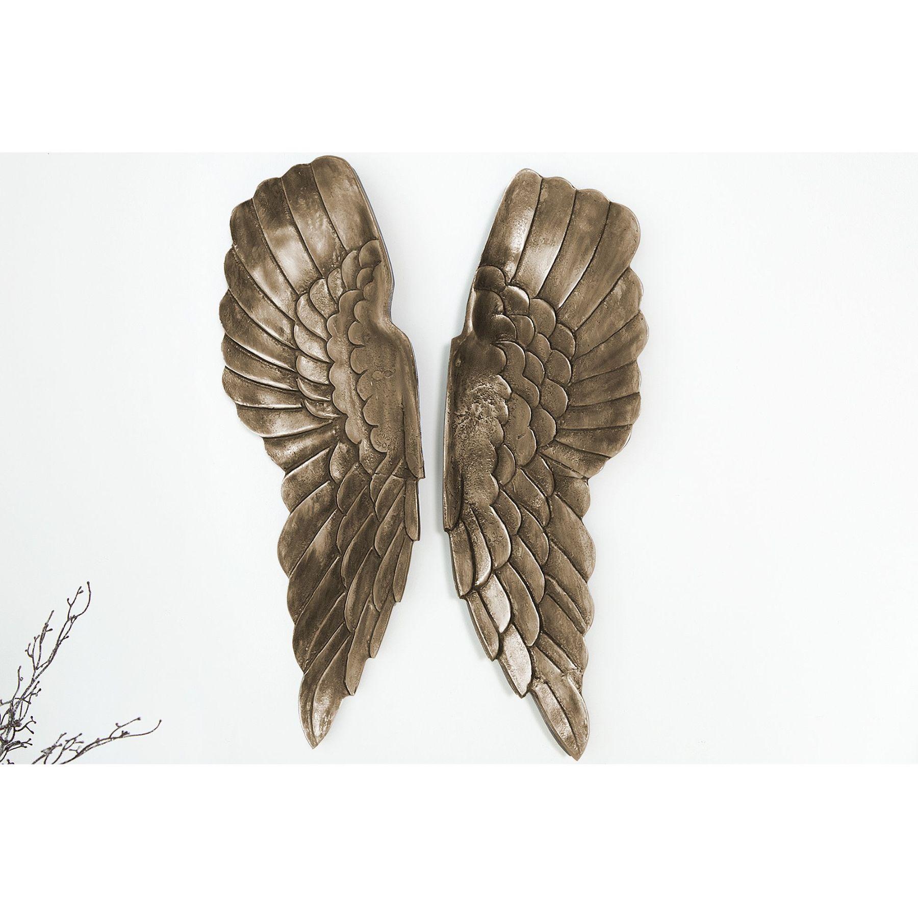 Wanddeko Angel Wings Engelsflügel antik silber bronze