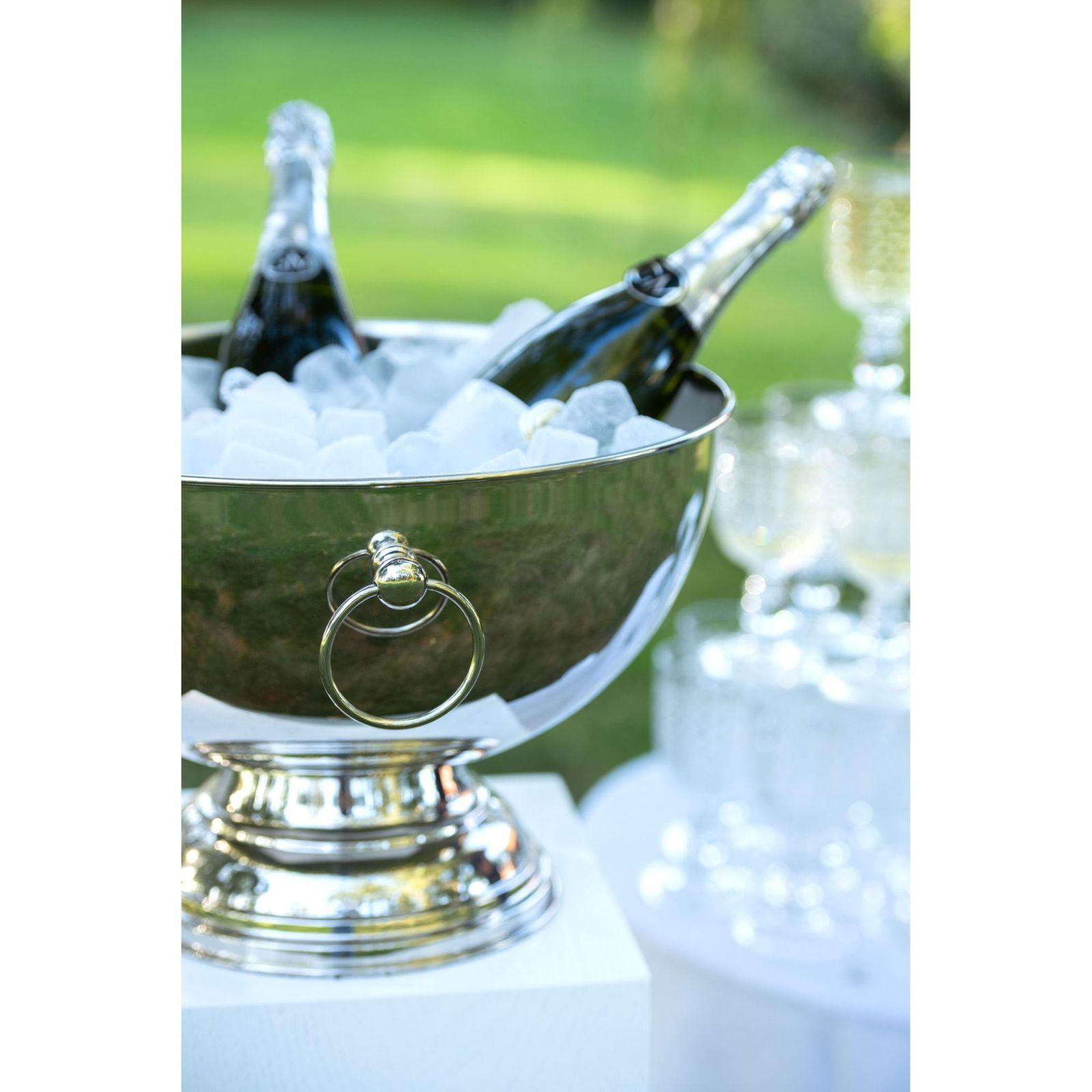 Sektkühler Schale Champagne Edelstahl silber 39x39