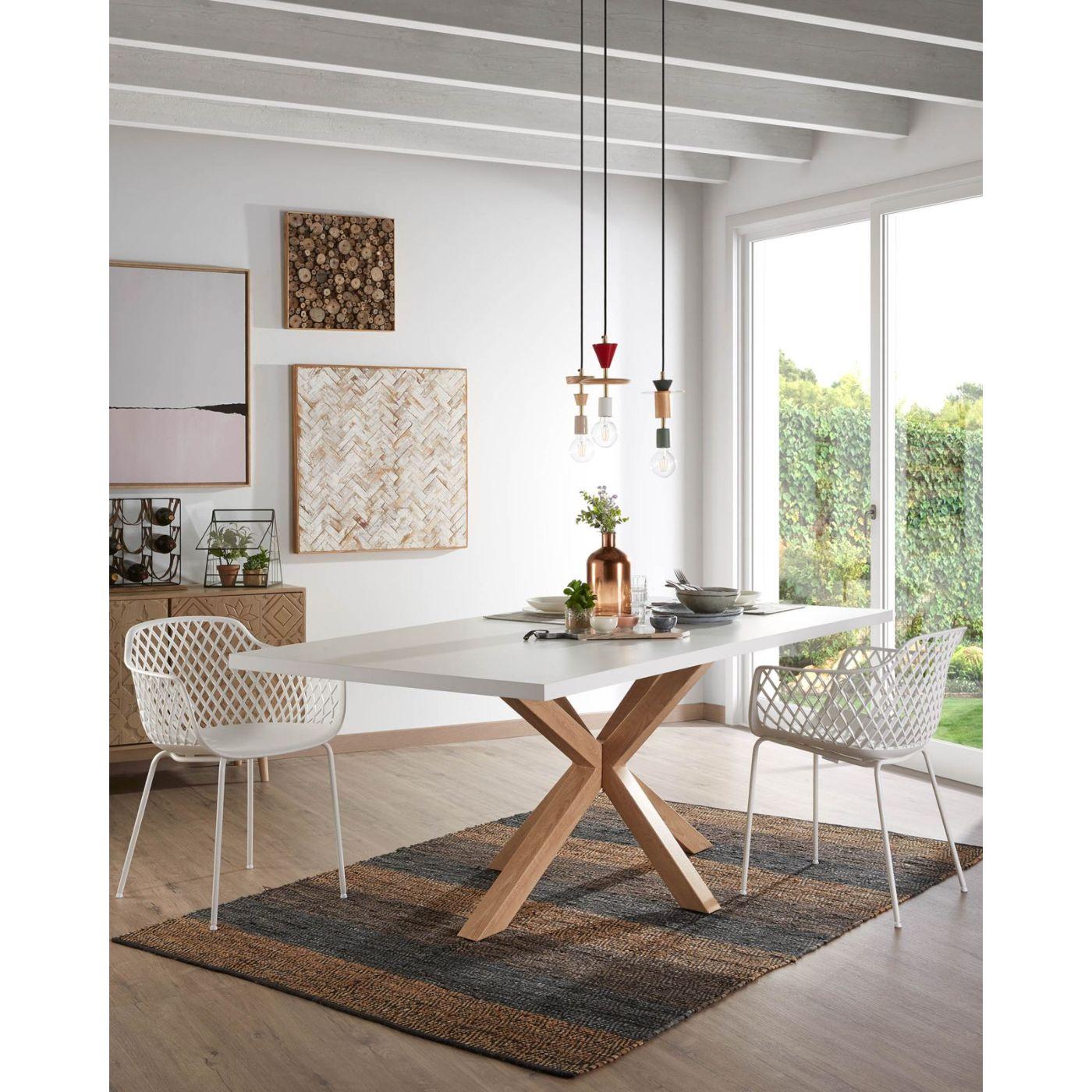 Argo Tisch 180 x 100 cm mit Melamin weiß und Stahlbeinen mit Holzeffekt