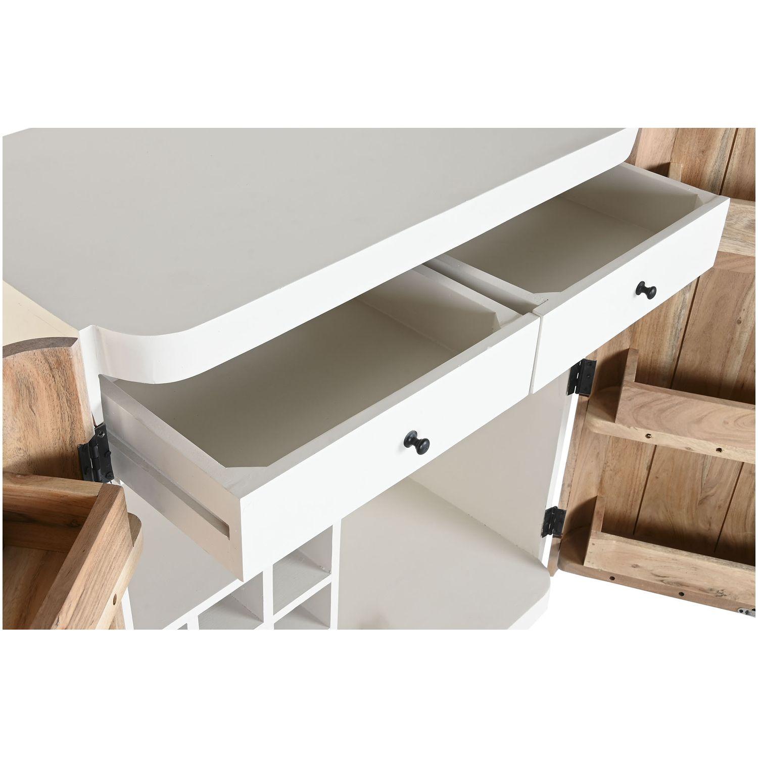 Barschrank Kommode Boho Akazienholz natur weiss 85x100