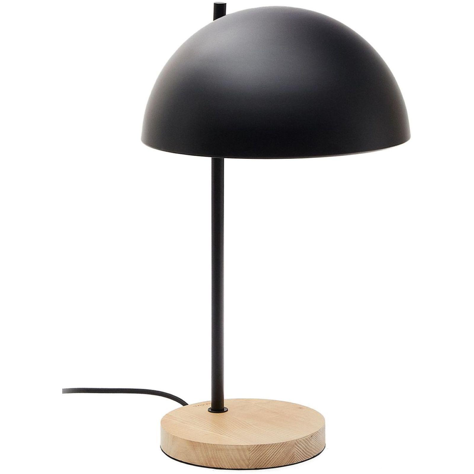 Catlar Tischlampe aus Eschenholz und Metall mit schwarzem Lackfinish
