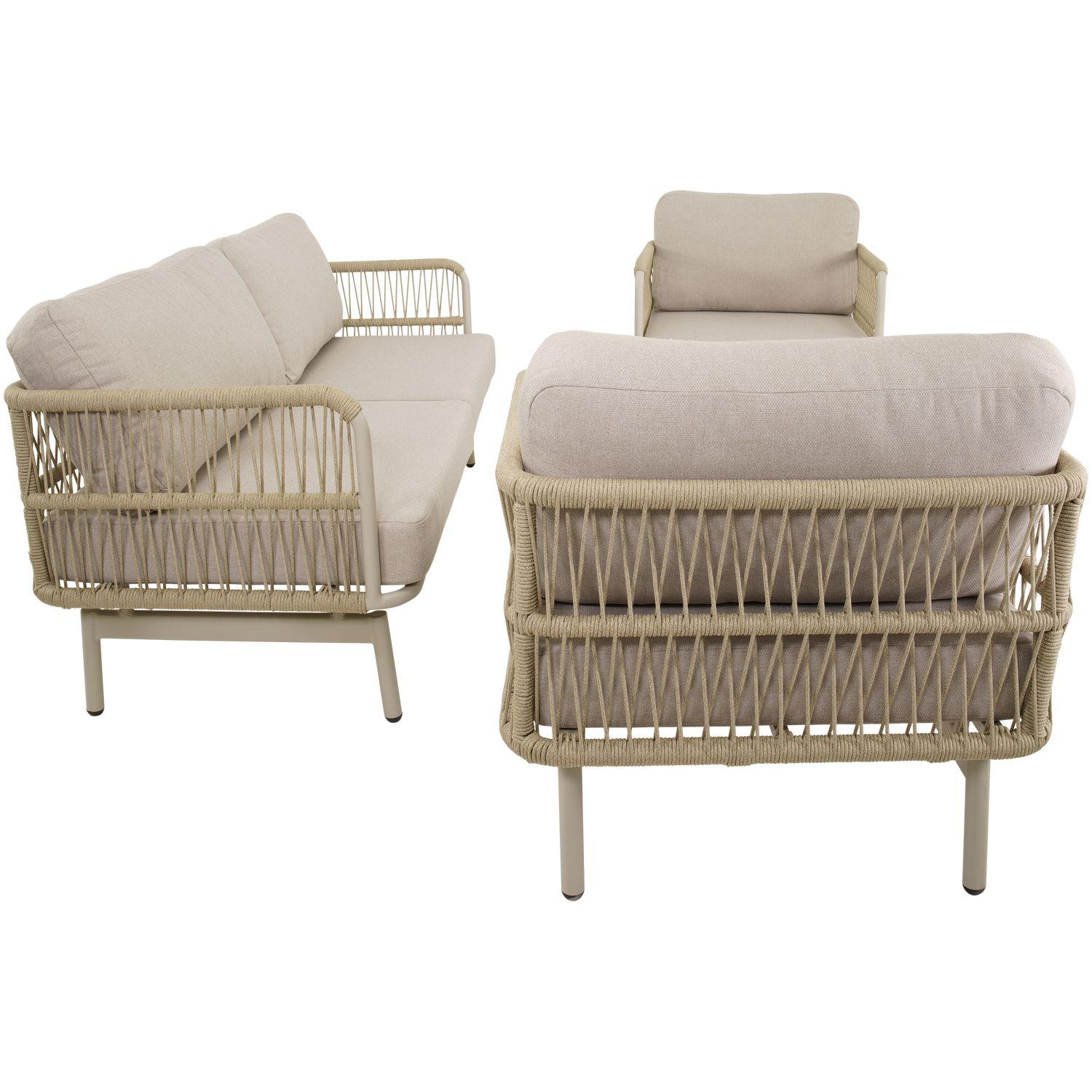 Garten Sitzgruppe Lounge Akon Aluminium Seil beige (4-teilig)