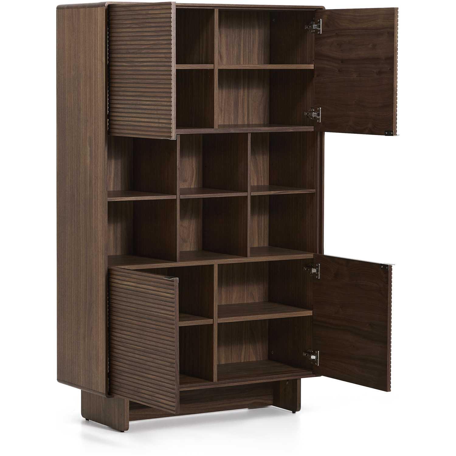 Highboard Schrank Norlen mit 4 Türen Nussbaumfurnier FSC Mix Credit 100x163