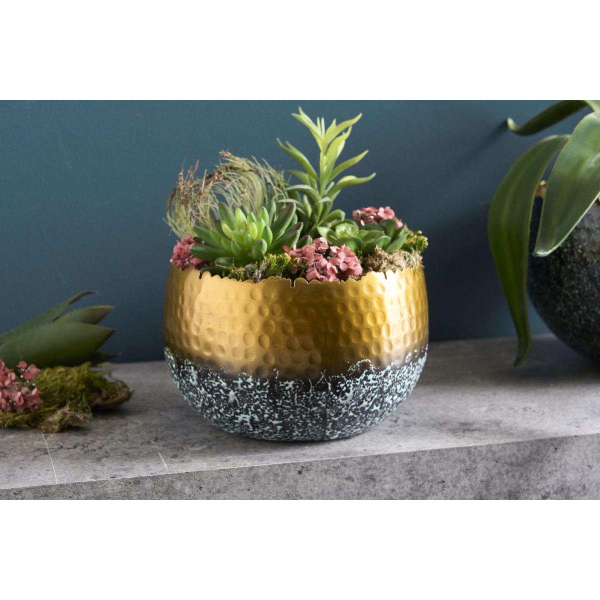 Deko Schale klein Bazzar Hammerschlag gold 18x18