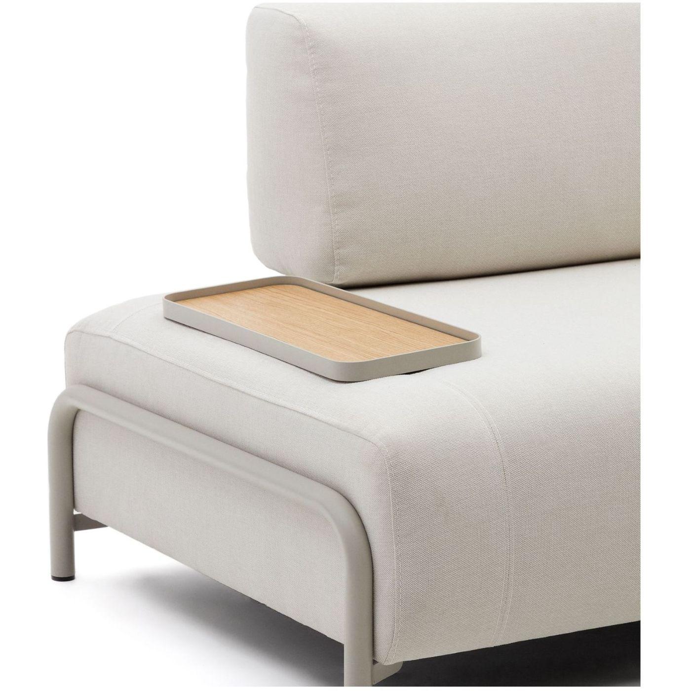Compo kleines Tablett in Eichenfurnier mit natürlichem Finish und Metallgestell beige.