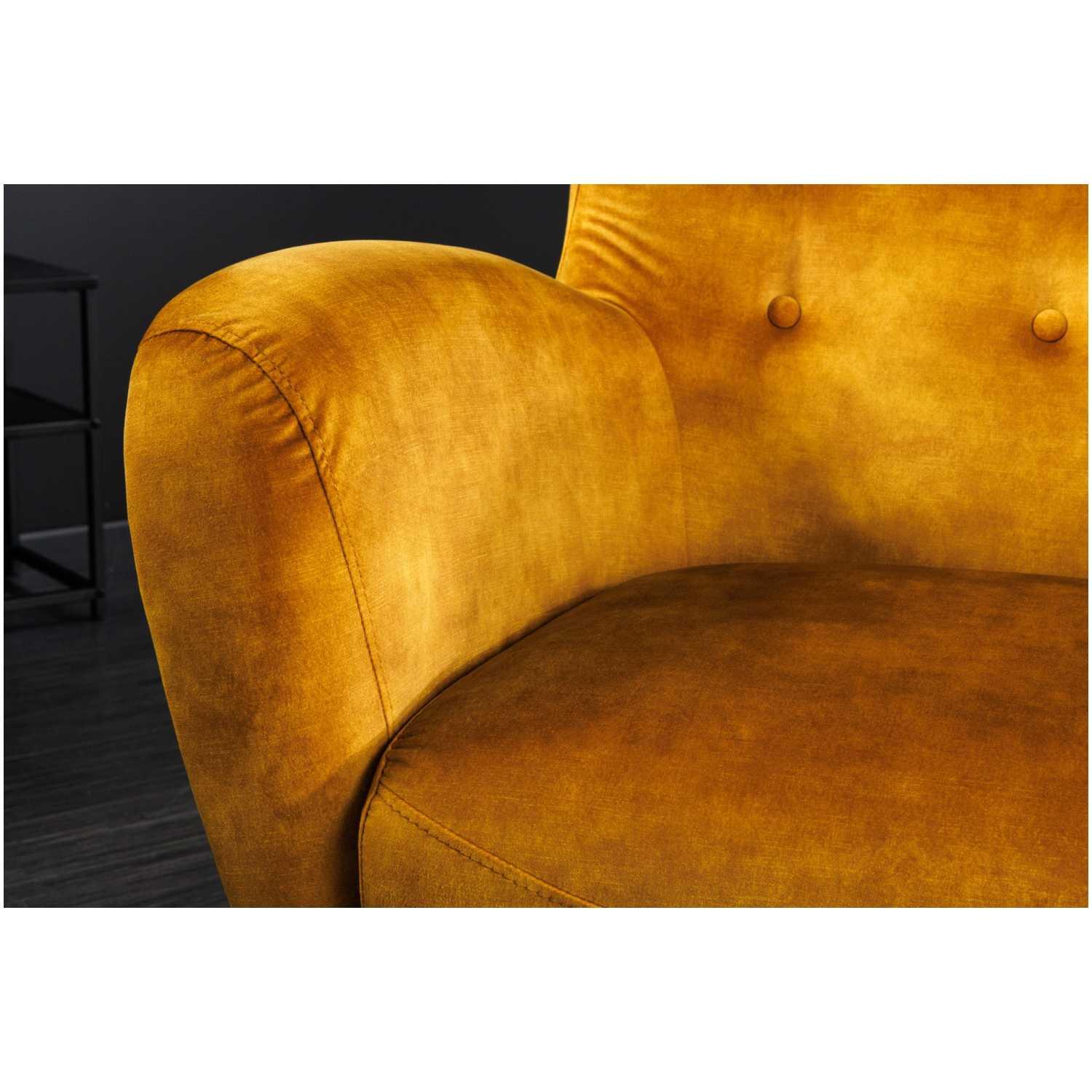 Ohrensessel Bobby Velvet Stoff senfgelb
