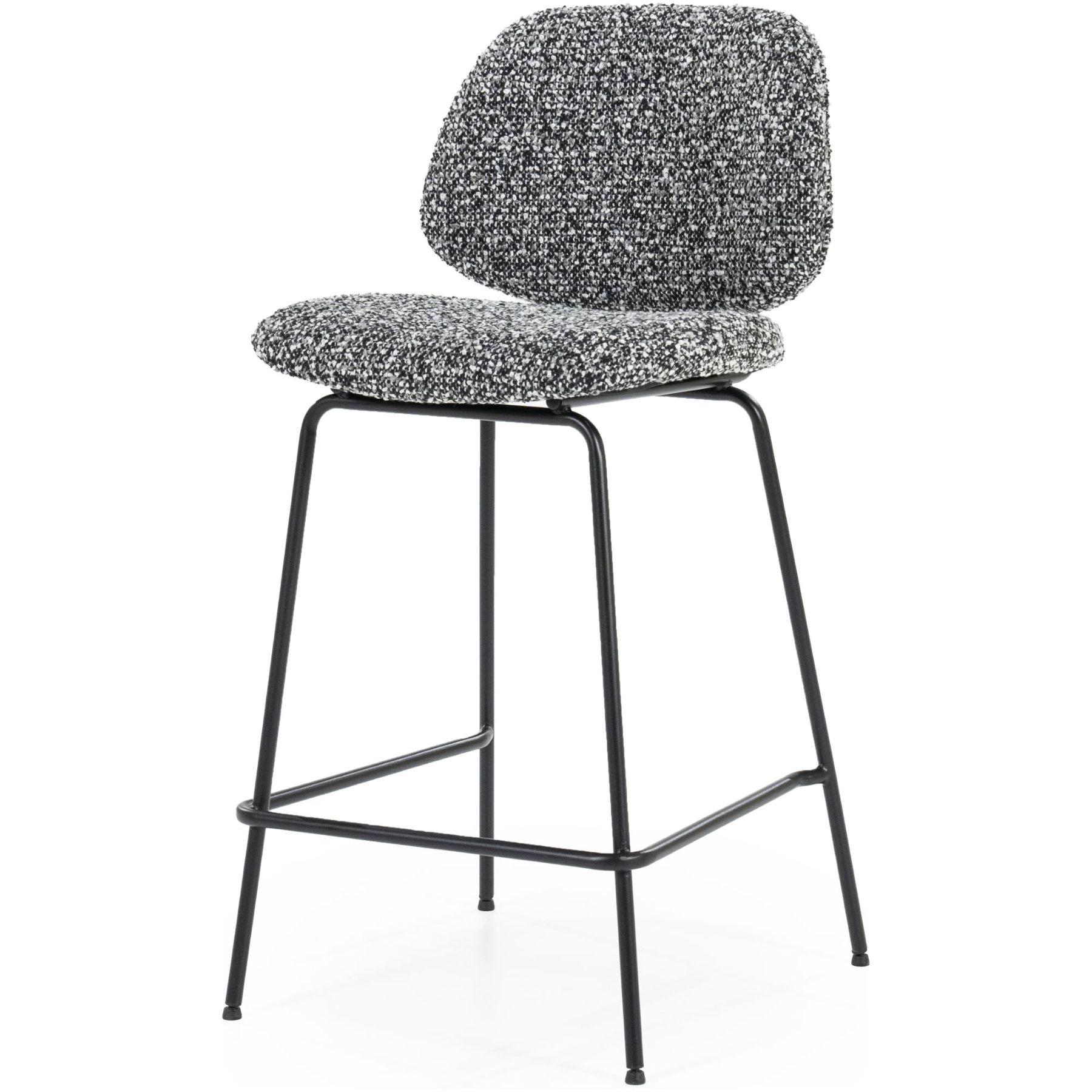 Barhocker Bella Bouclé Stoff schwarz Sitzhöhe 66