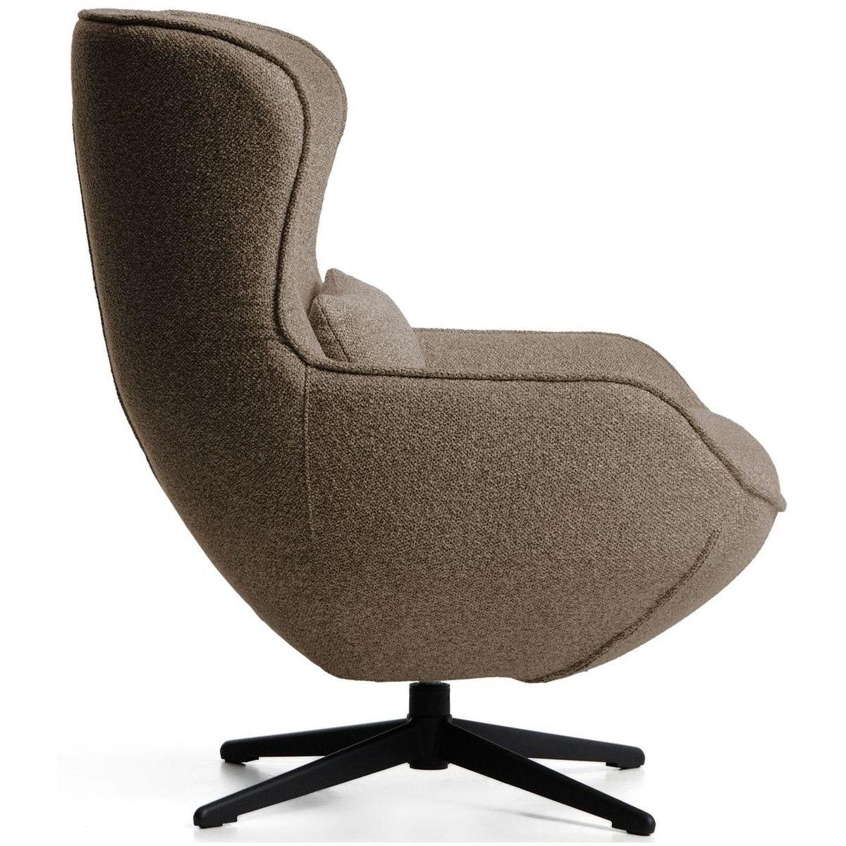 Drehsessel Sorile mit brauner Chenille und schwarz lackiertem Stahl FSC 100%