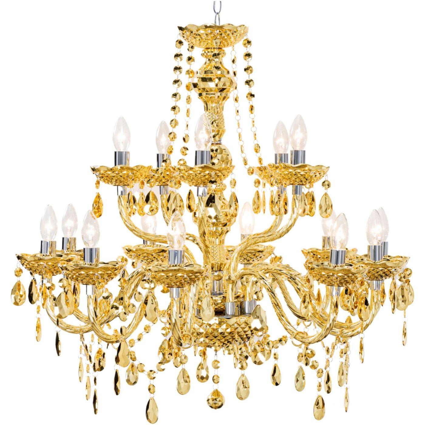 Kronleuchter Crystal 15-armig gold 80x80