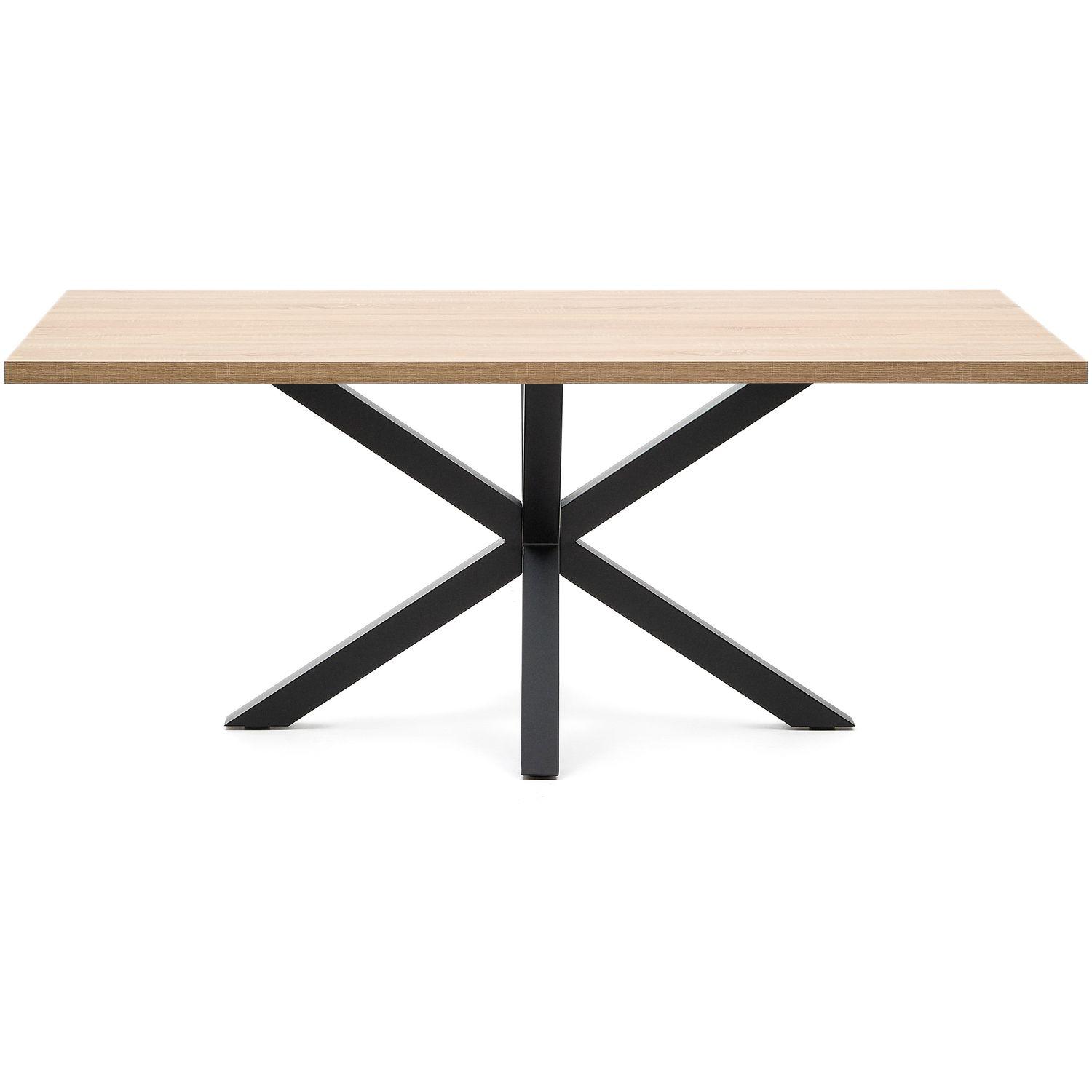 Argo Tisch 200 x 100 cm aus Melamin natur und schwarzen Stahlbeine
